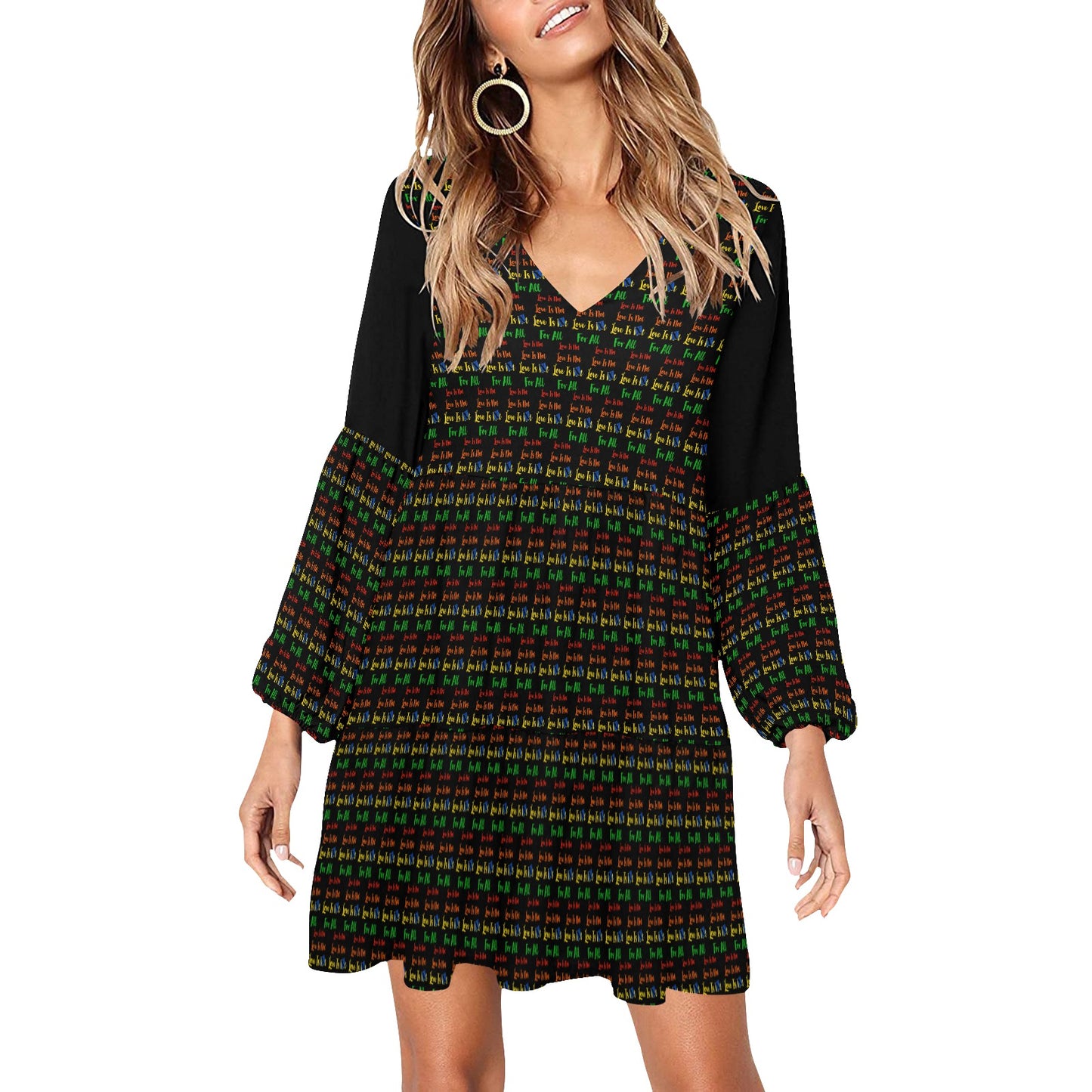 LINFA Little Hearts Boho Dress Black