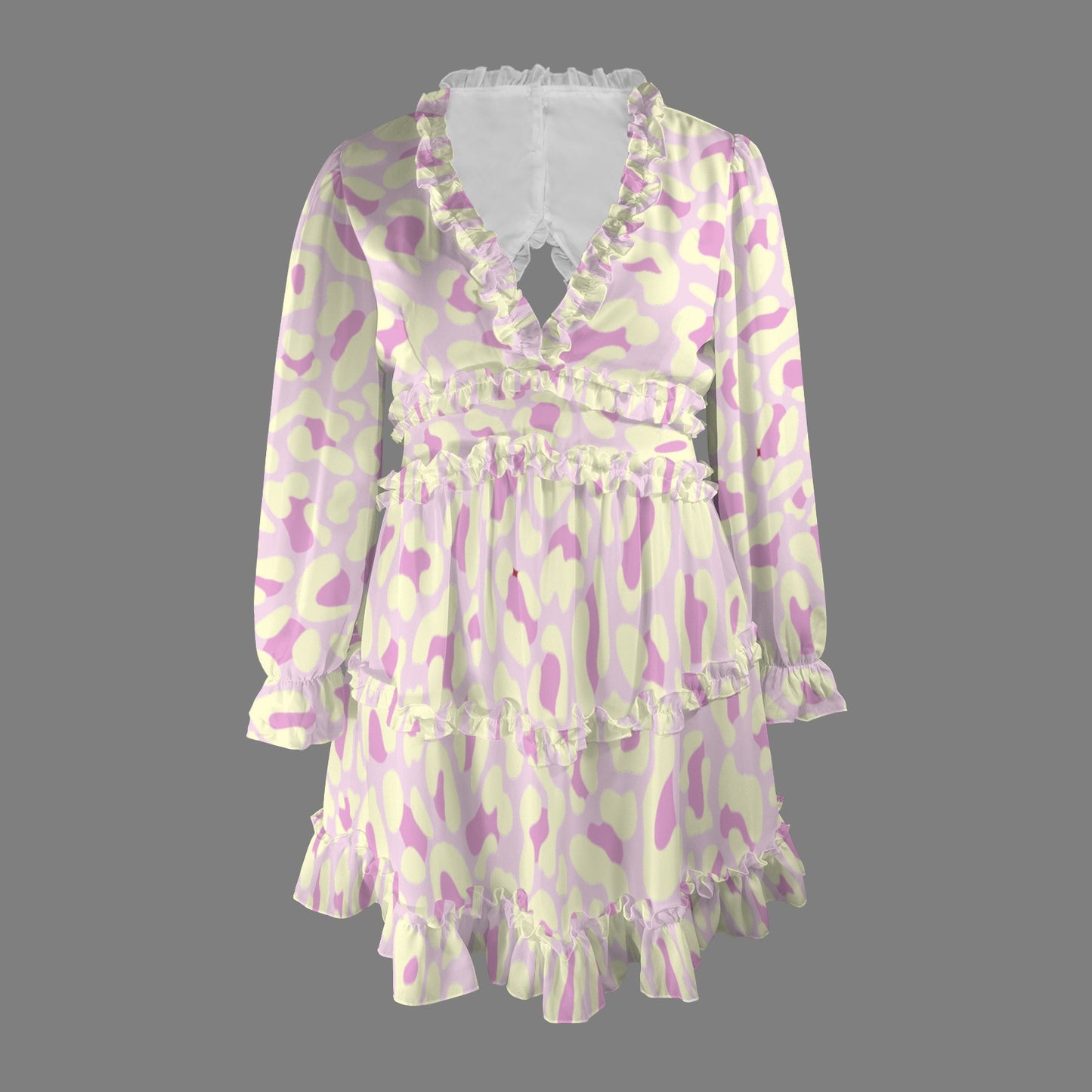 Light Yellow Pink Leopard Dress