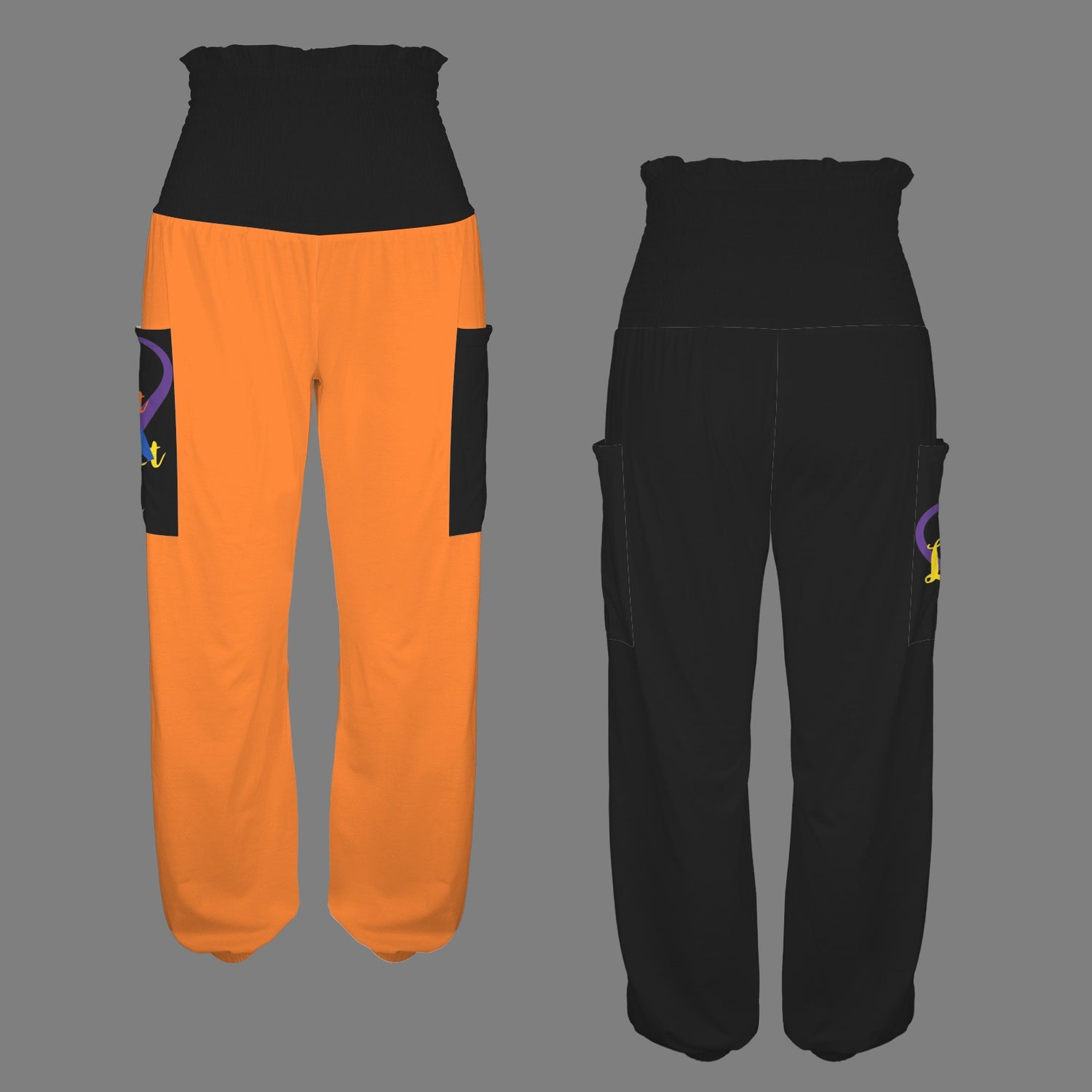 LINFA PANTS High Elastic Waist Orange Front