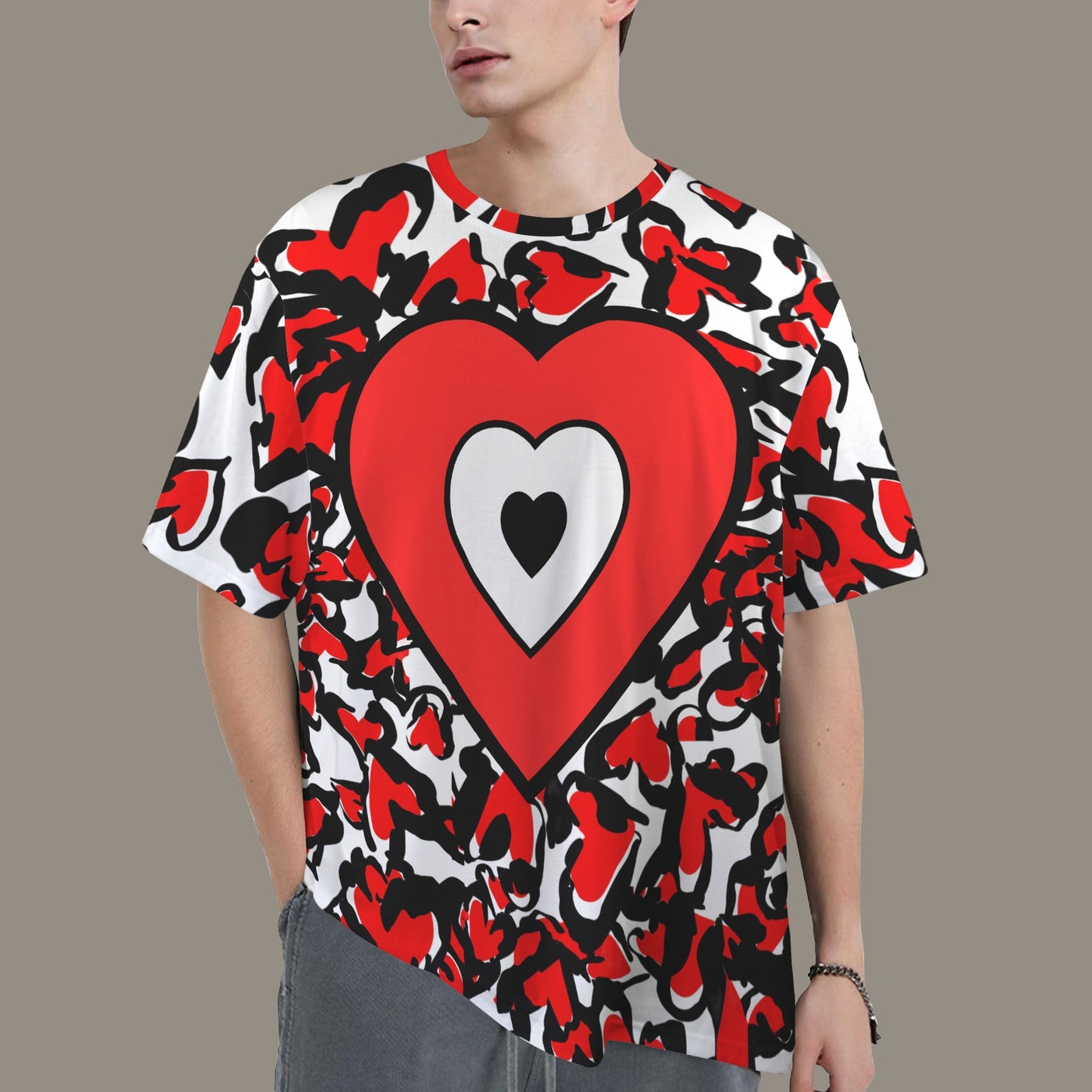 Se Son Rose (LoVe U Till I Die) Red White Heart T-Shirt - White Front Back Print