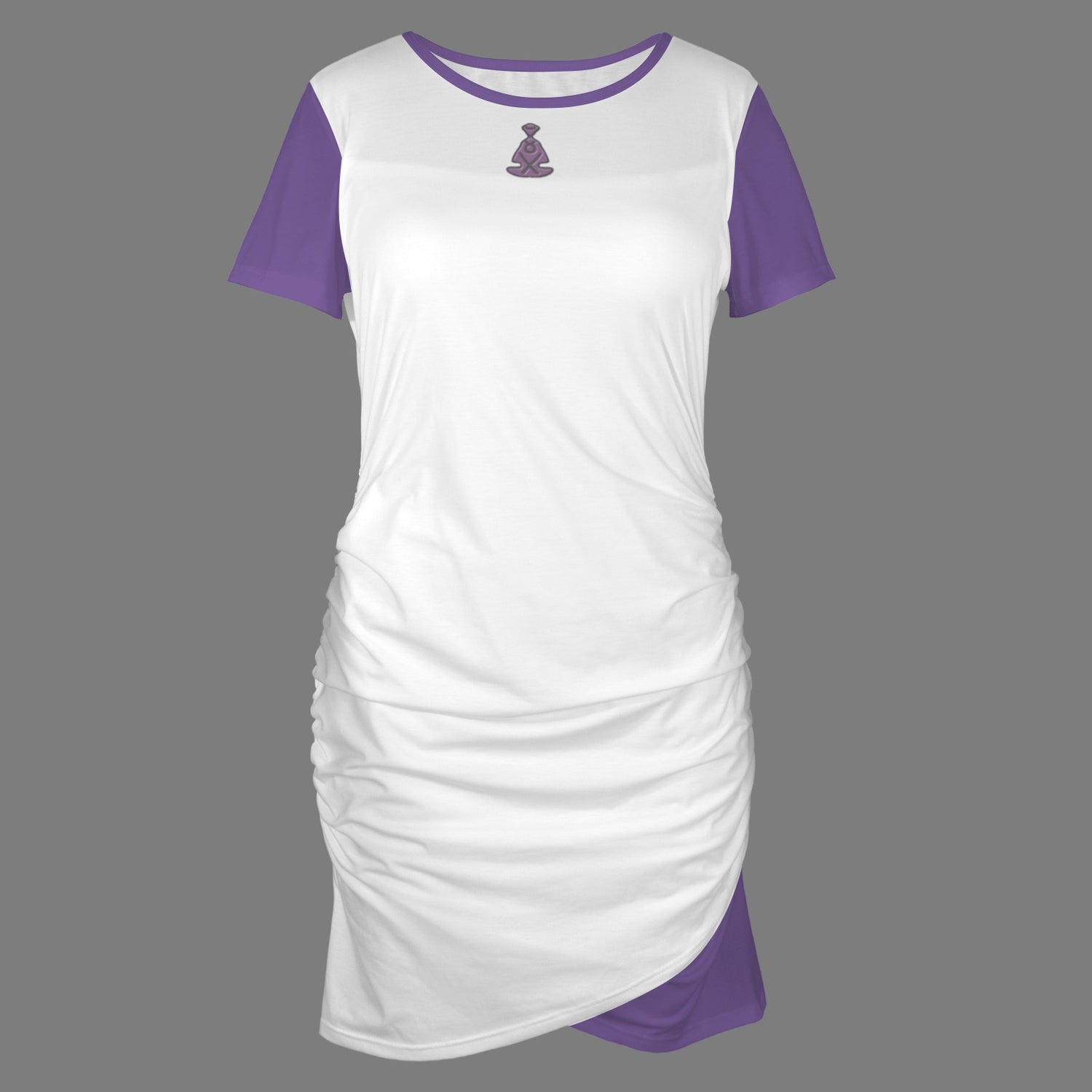 Buddha Bodycon Dress White Purple Sleeve