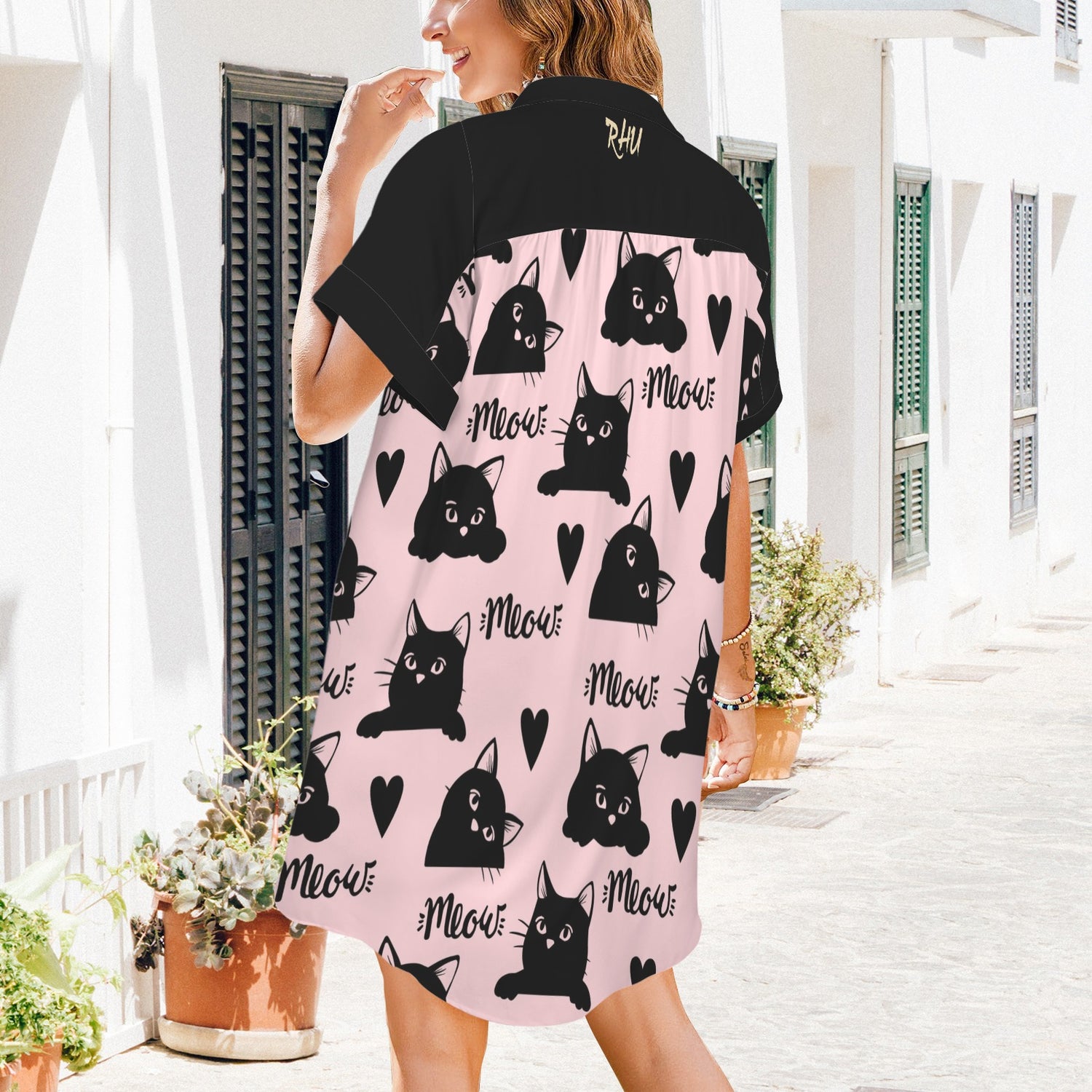 Black Cats T-Shirt Dress