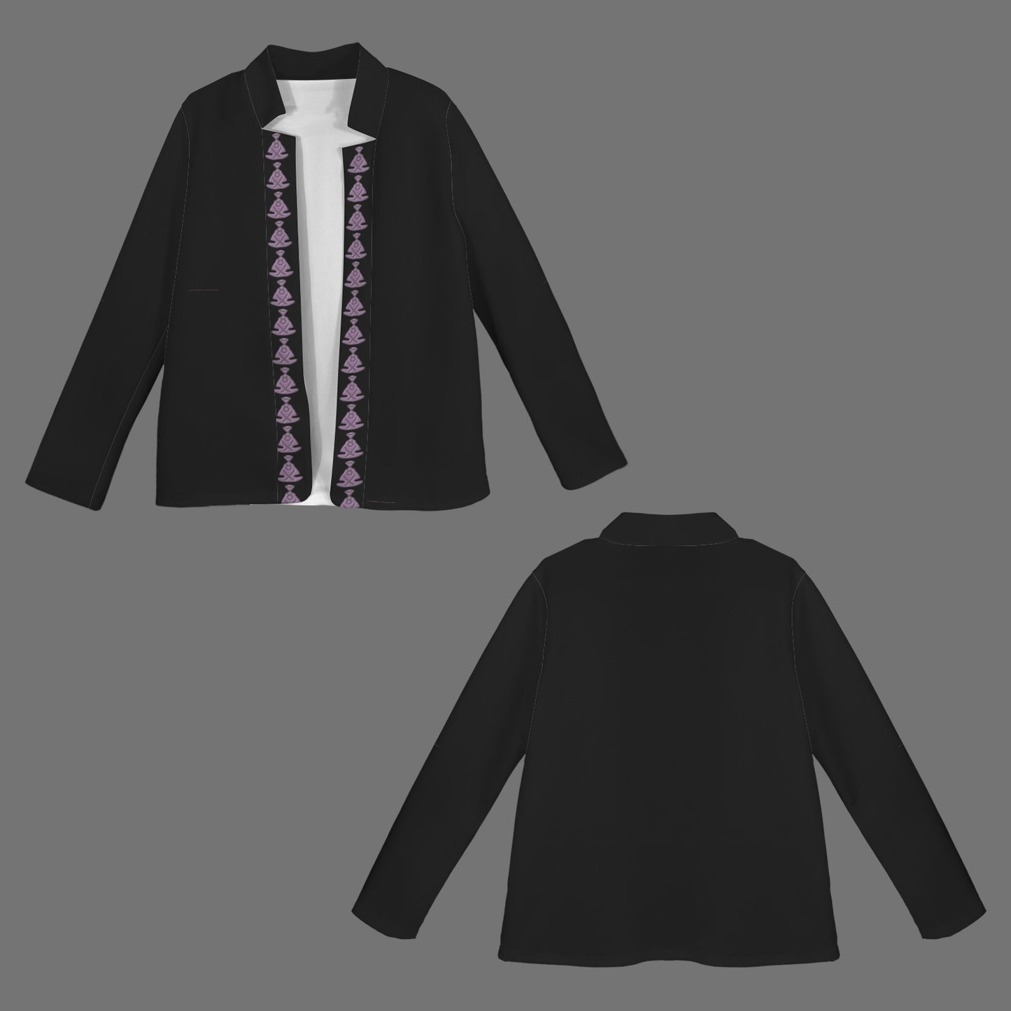 Buddha Line Pattern Black Jacket Plain back