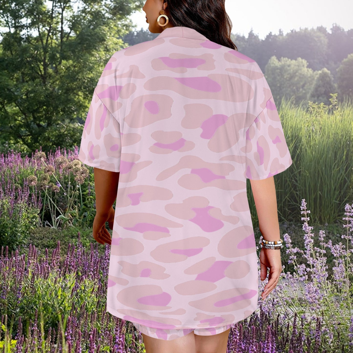 Completo Shorts Open T-Shirt Pale Light Mauve