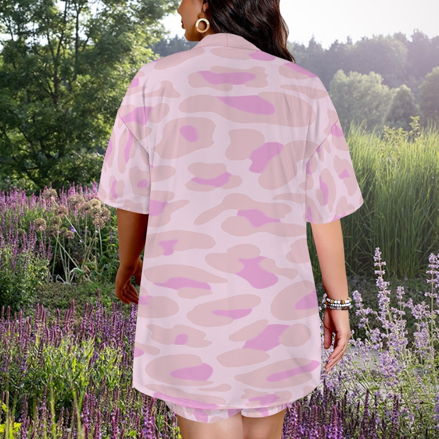 Completo Shorts Open T-Shirt Pale Light Mauve