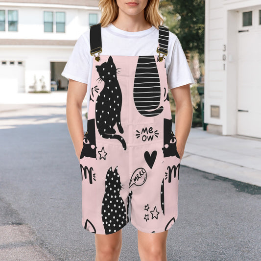 Black Cat Patchwork Short Romper