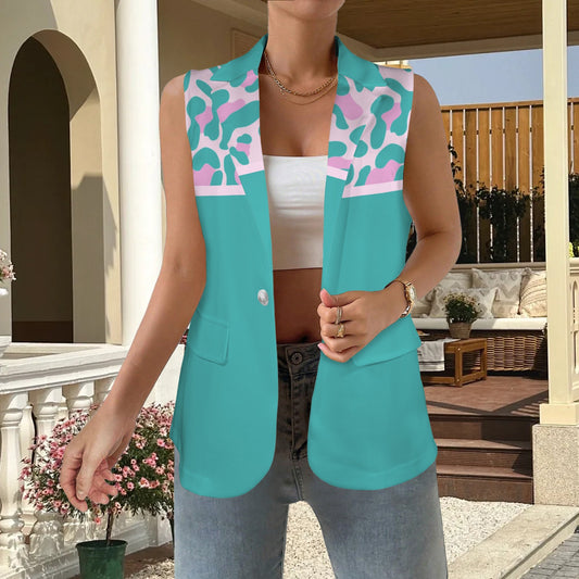 Gilet mamma Yellow Pink Leopard Aqua