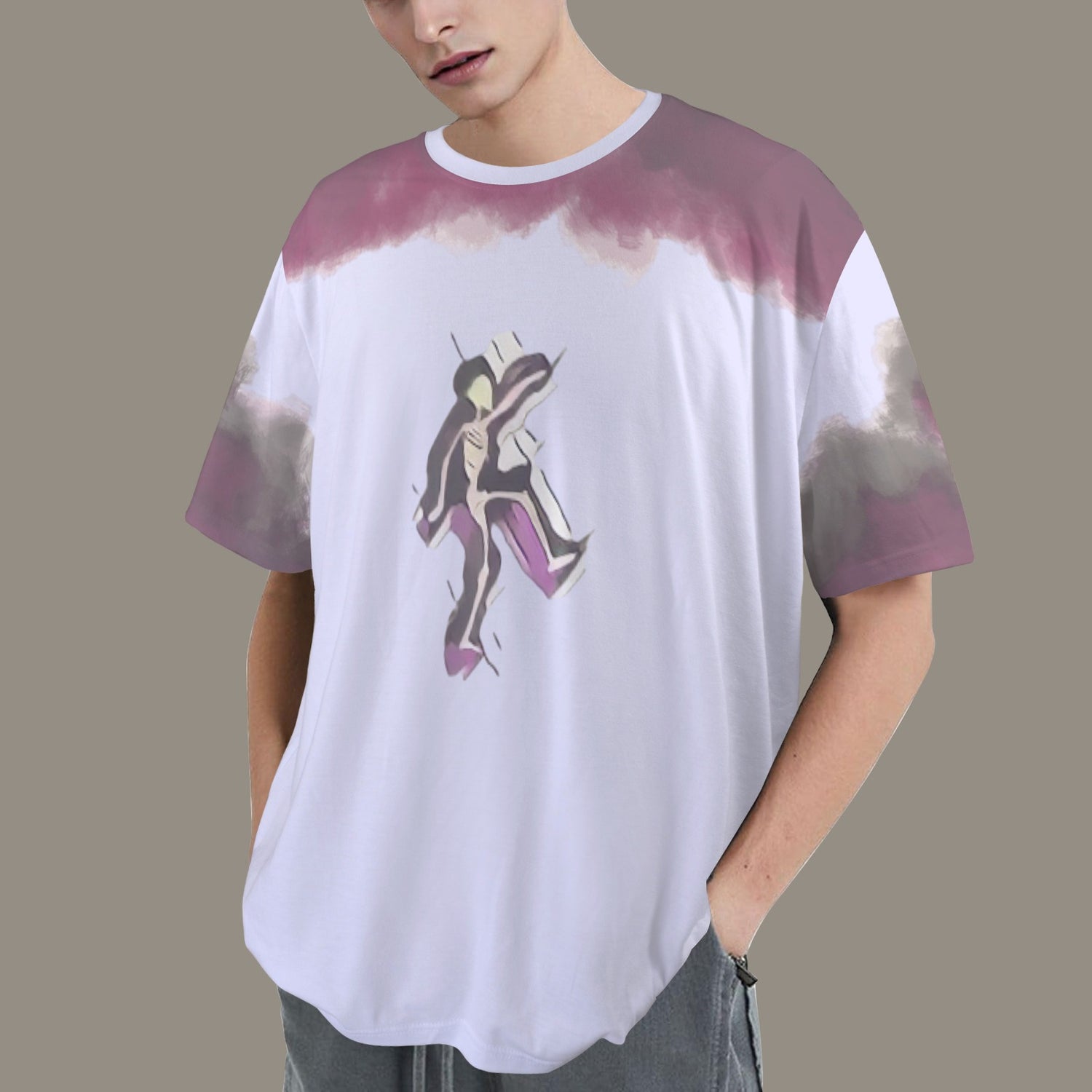 Humans Scare Me Jimmy Cloud T-Shirt Light Lilac Skeleton Front