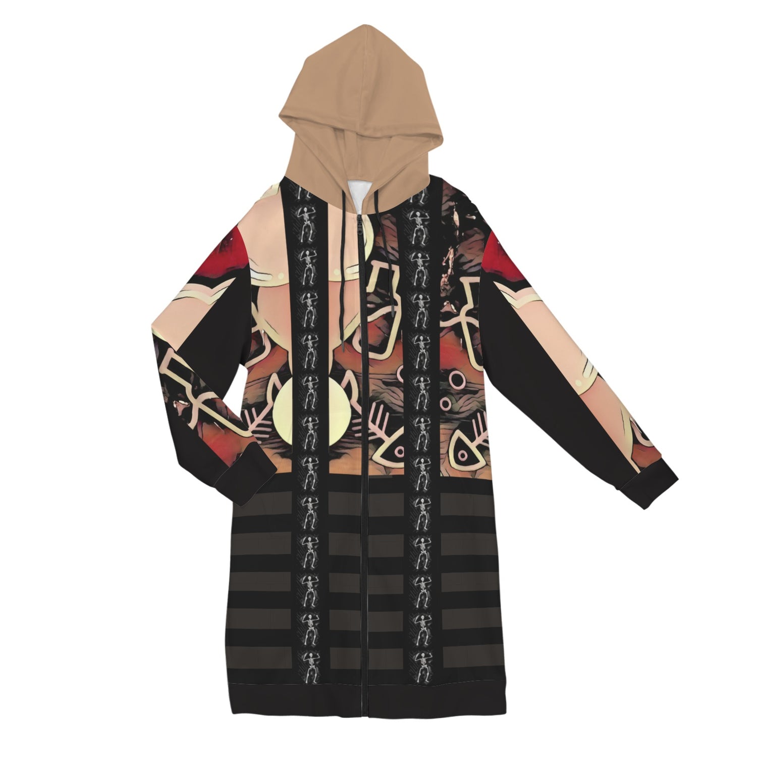 Humans Scare Me Zipped Hoodie Dress V2/Light Brown Hoodie