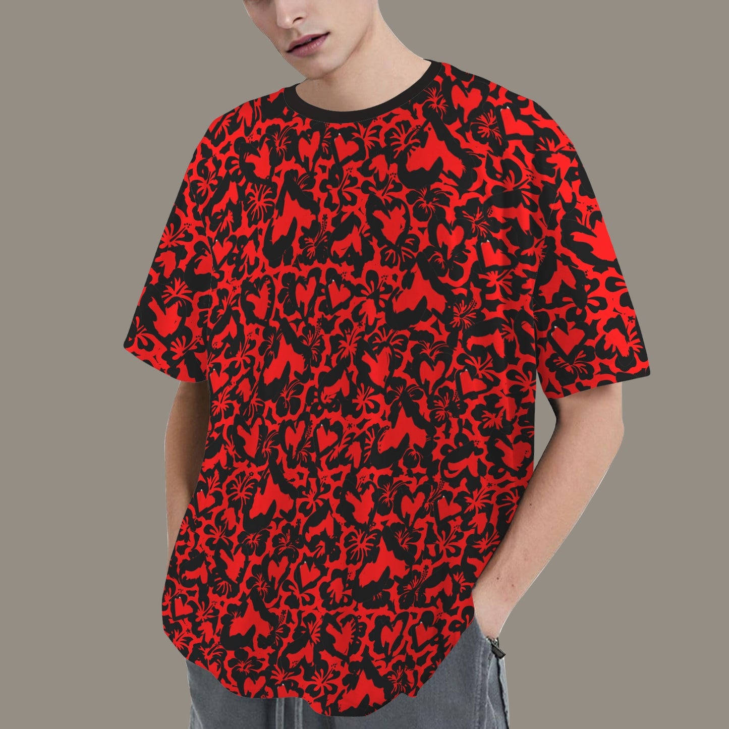 Love Flowers T-SHIRT Black Red