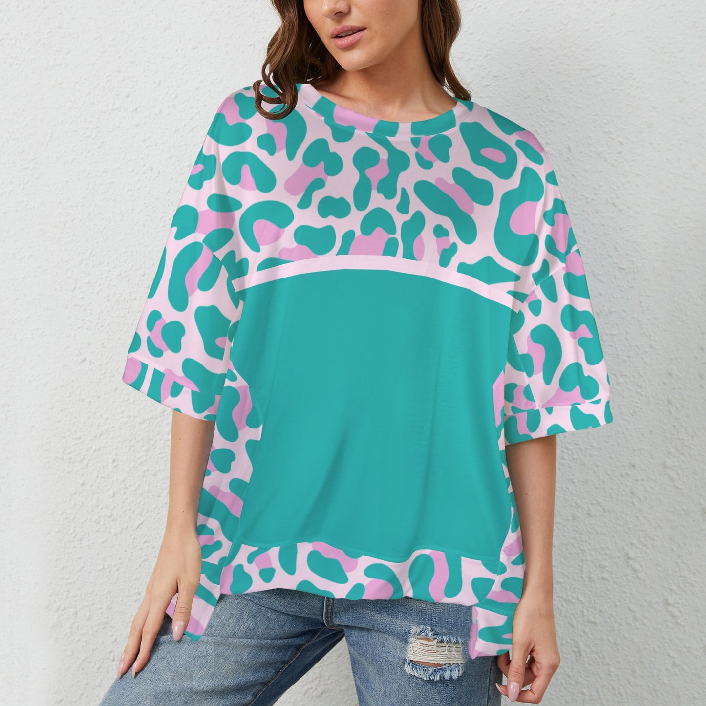 Maglia mamma Leopard Pink Torquise