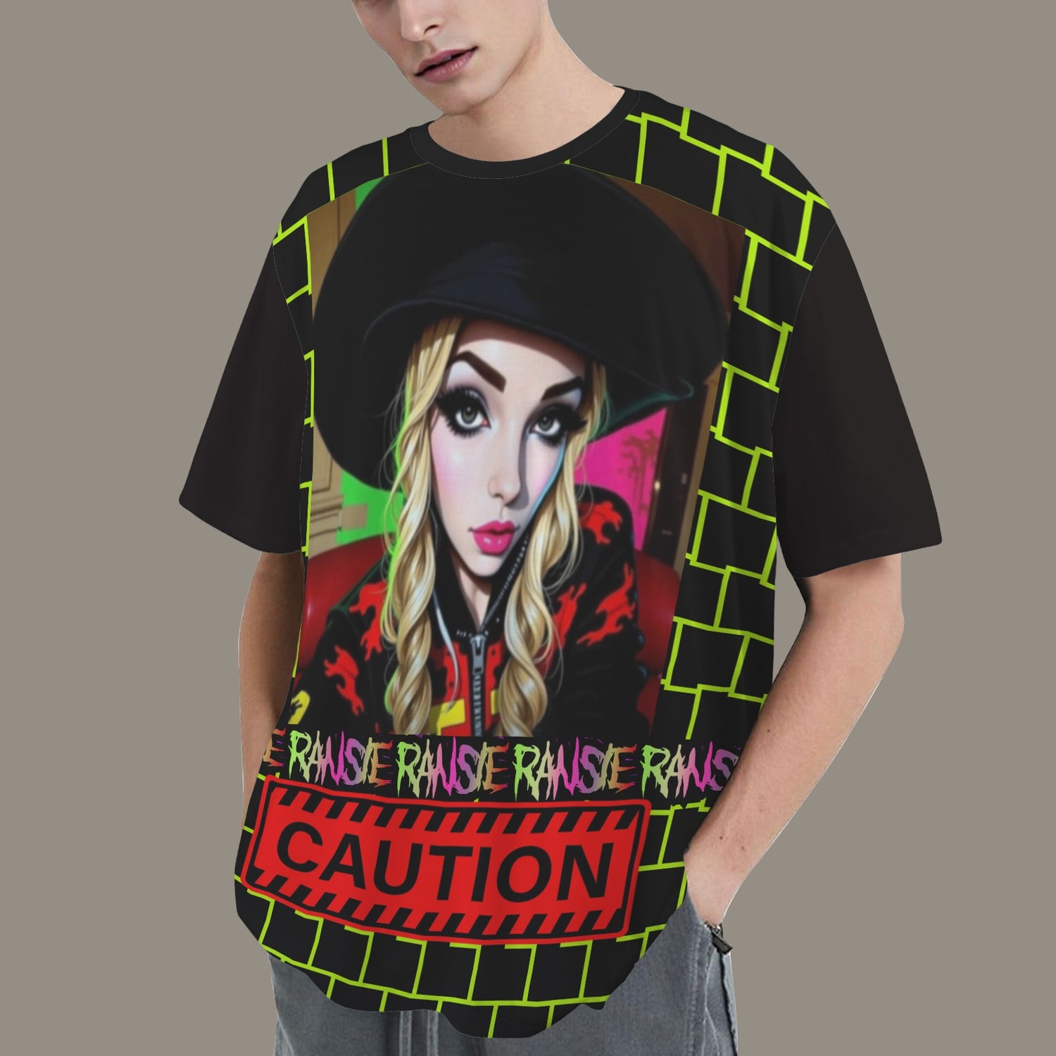 RANSIE CARTOON  RED CAUTION T-SHIRT