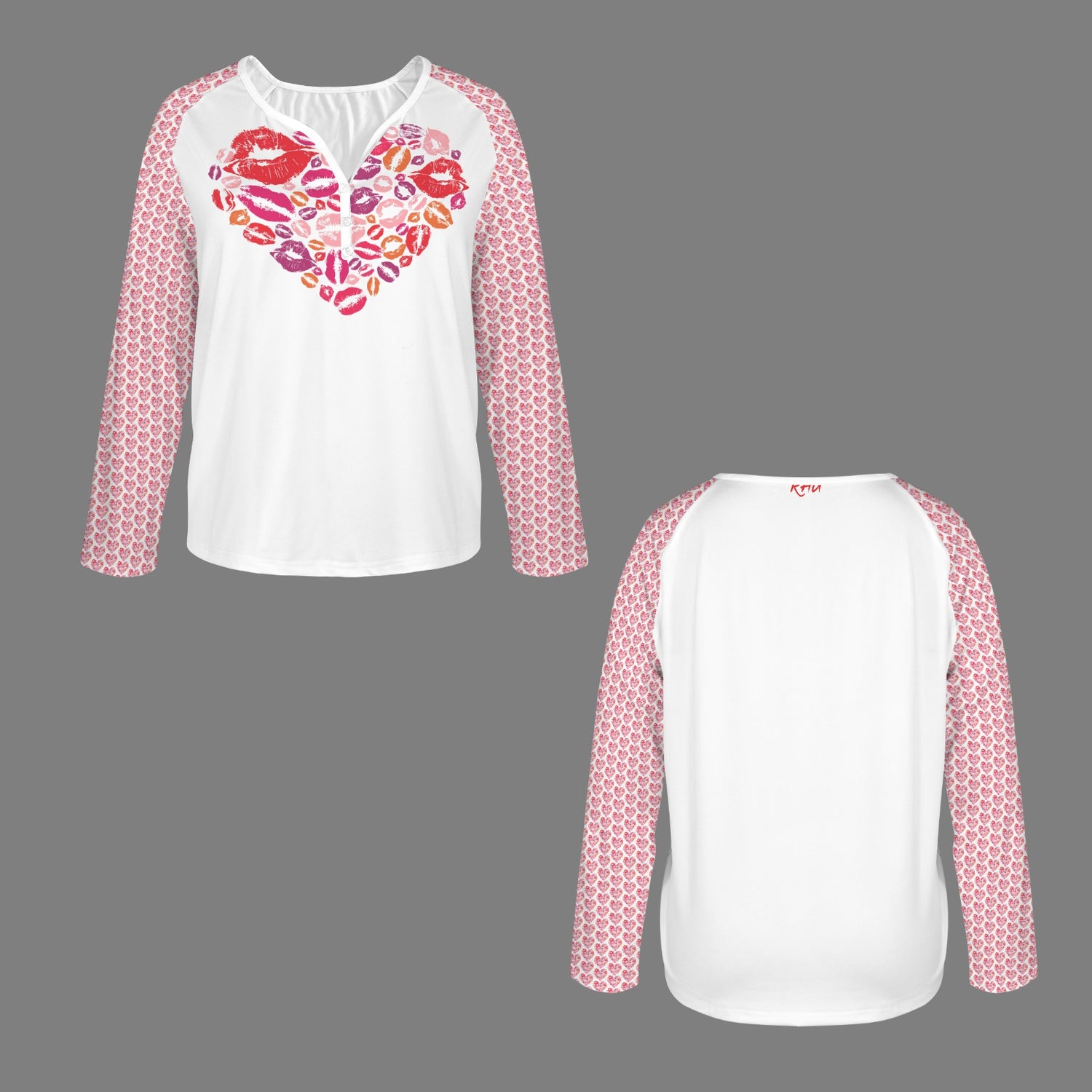 LINFA Little Hearts Long Sleeve Shirt Button Black