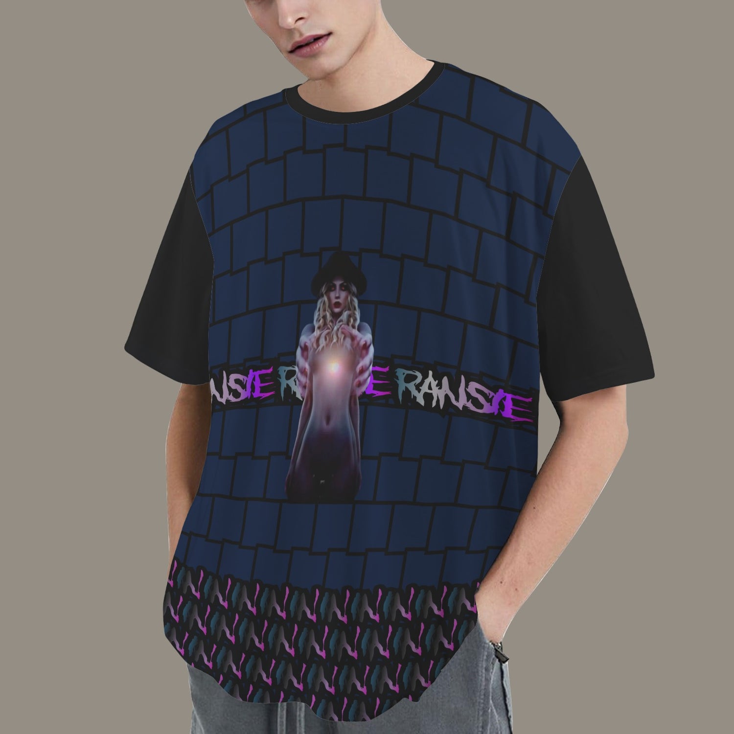 RANSIE IN NEVERLAND FIGURE GHOSTS WALL BLUE T-SHIRT