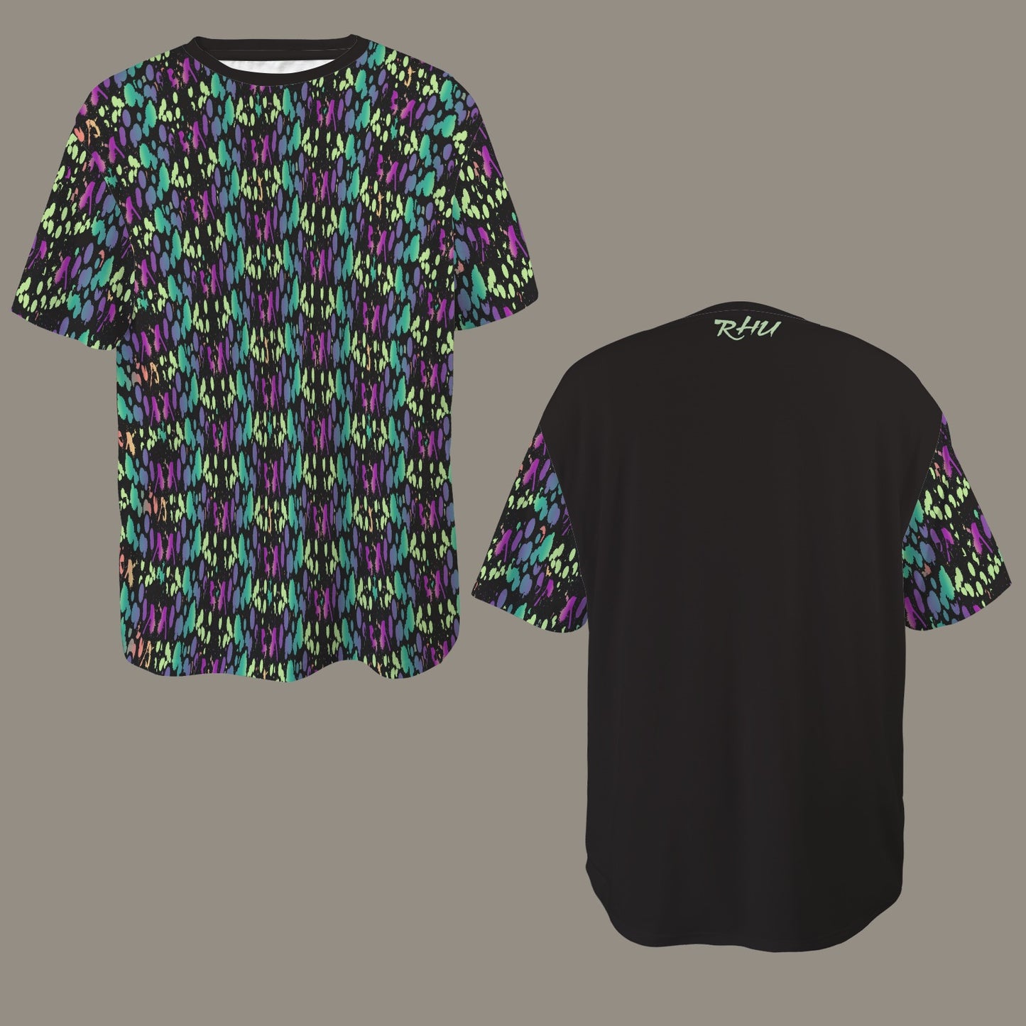 Hidden Name T-shirt Multicolor Green Multi Black Ransie Pattern 2