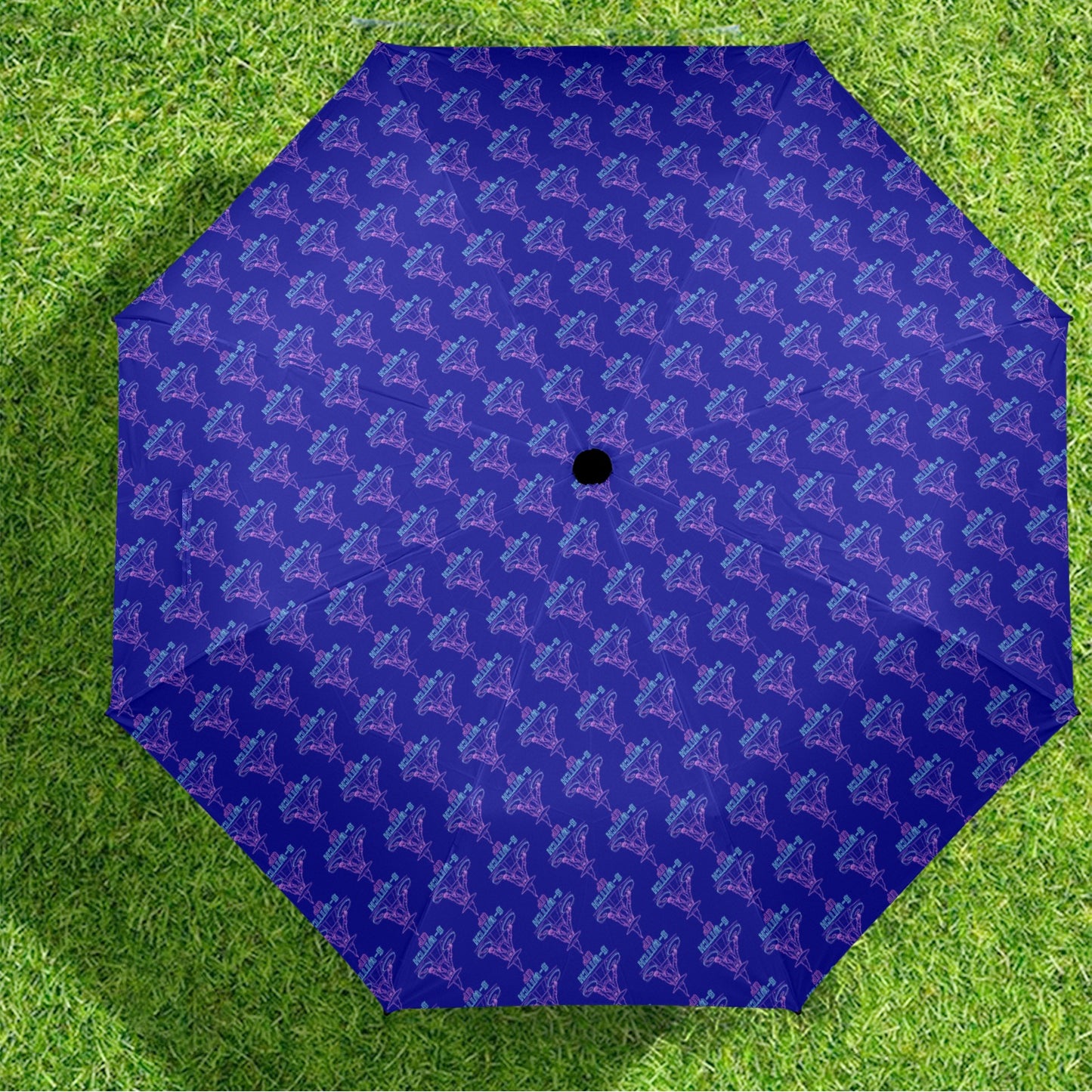 S-WITCH UP Neon Logo Semi Automatic Folding Umbrella Blue