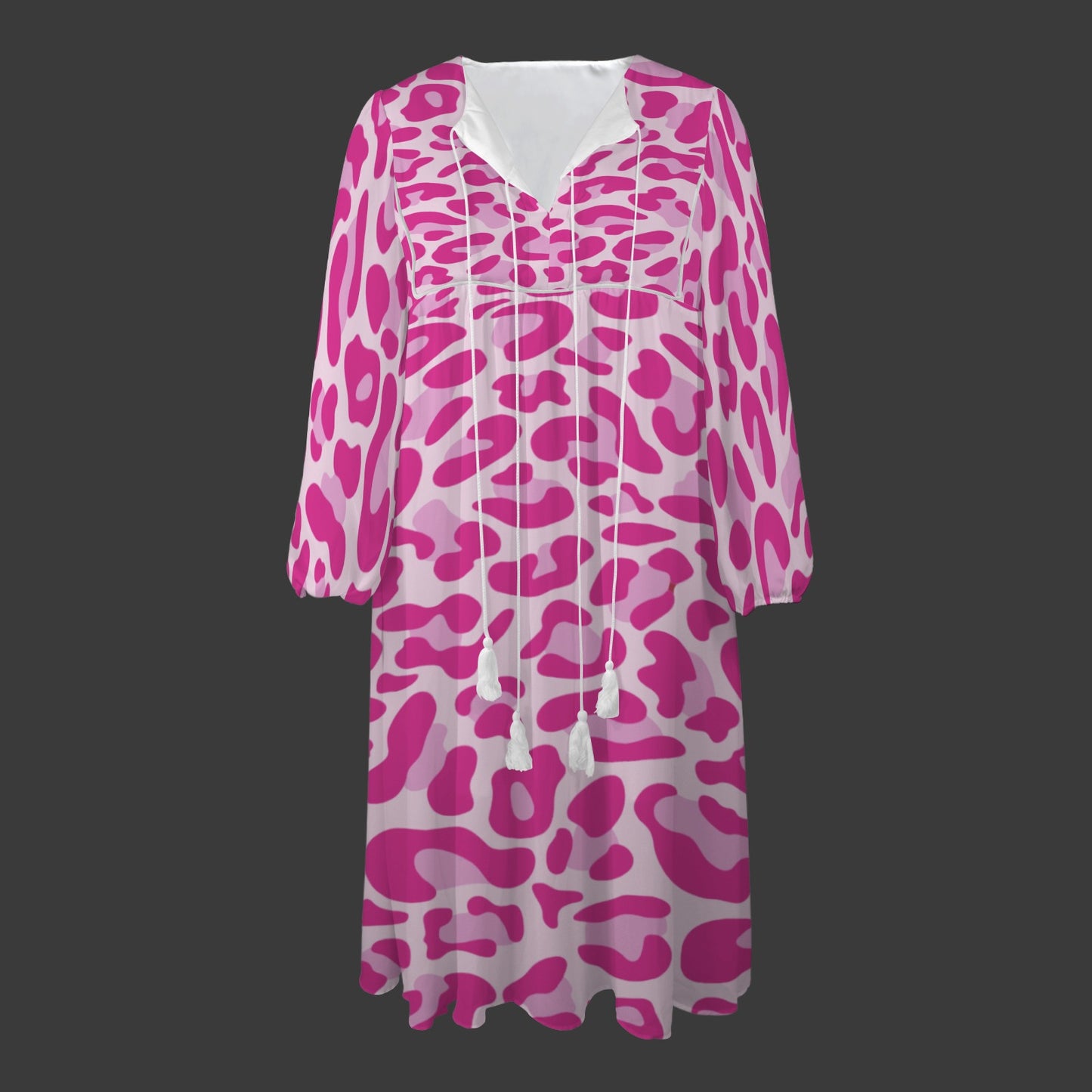 Dark Hot Pink Leopard Long Dress