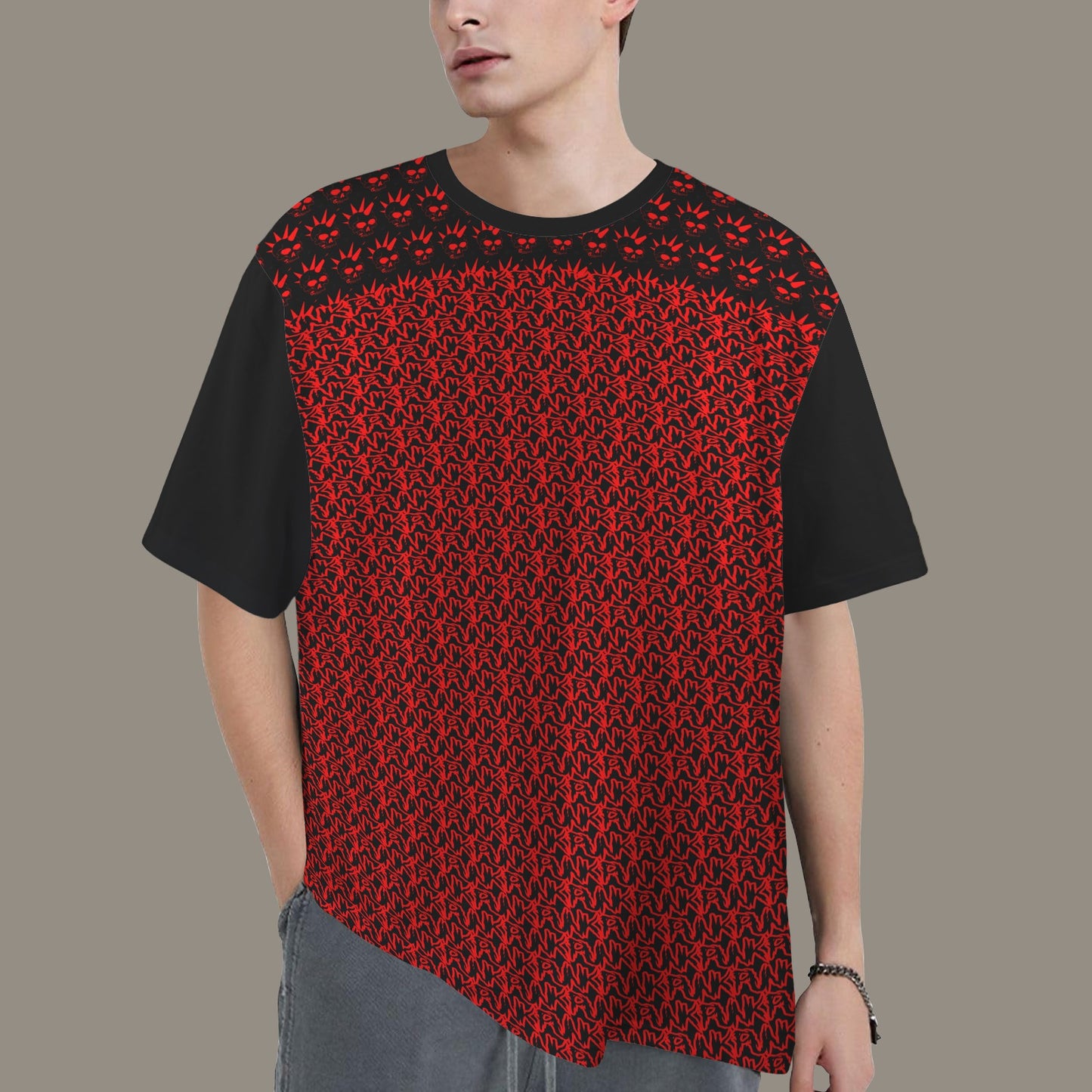 PUNK T-SHIRT RED BLACK