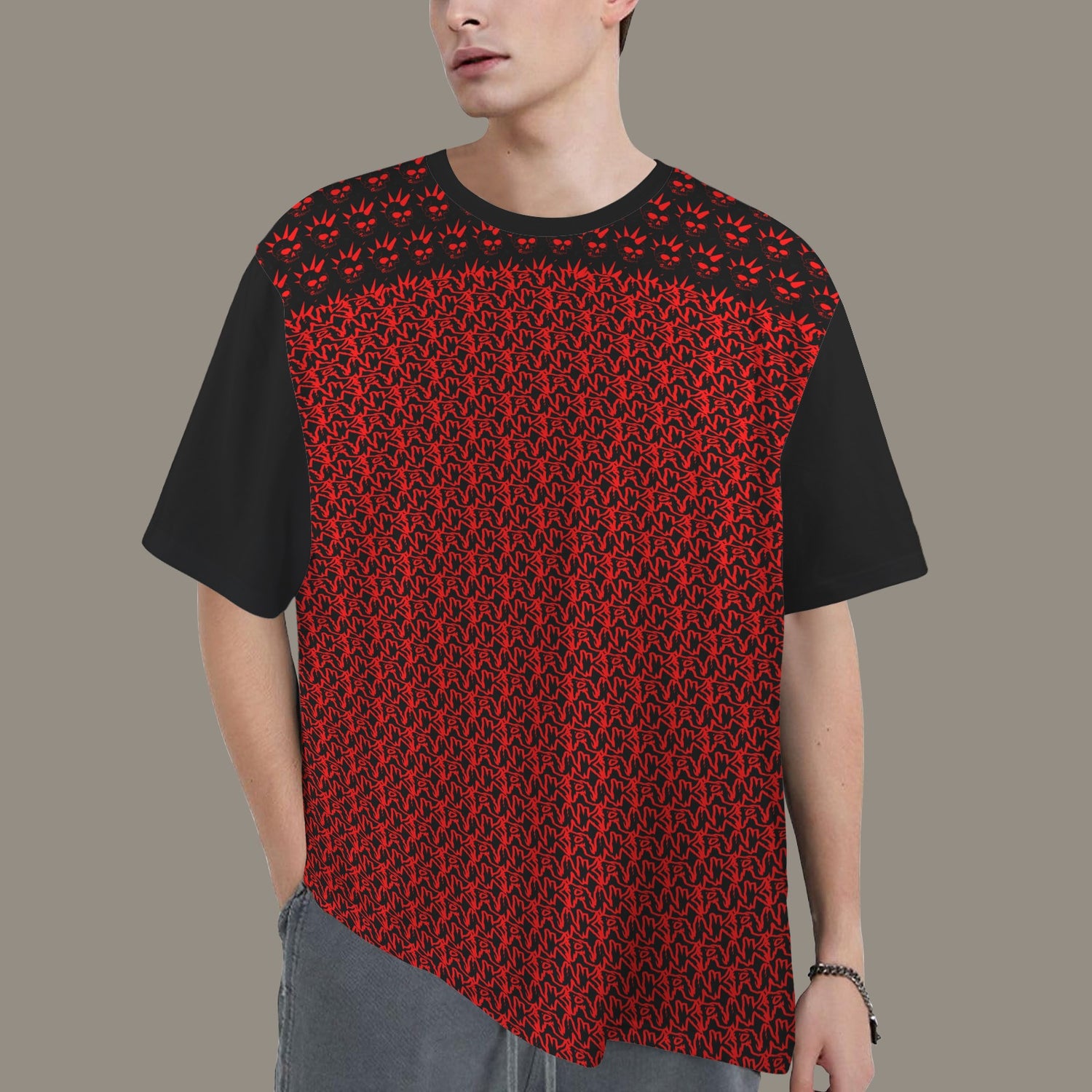 PUNK T-SHIRT RED BLACK