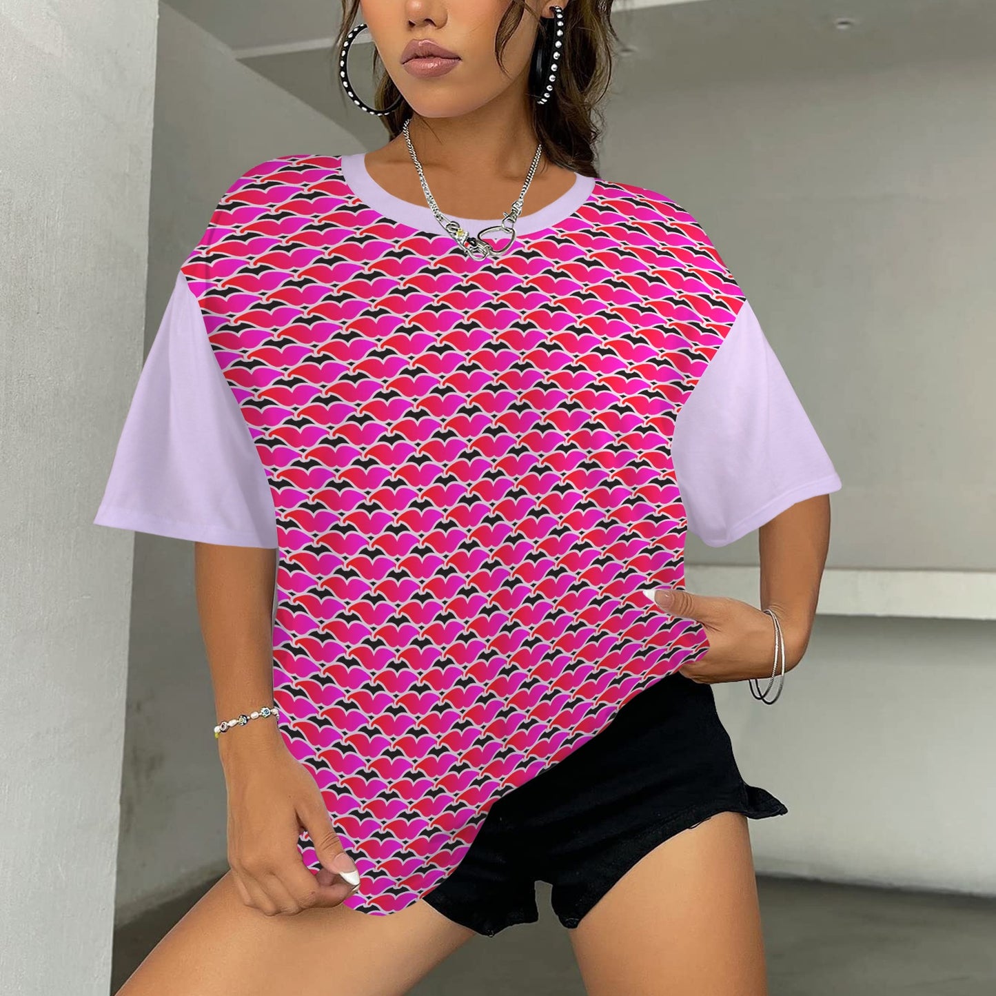 SE SON ROSE T-SHIRT -MOUTHS  SOLID LILAC BACK