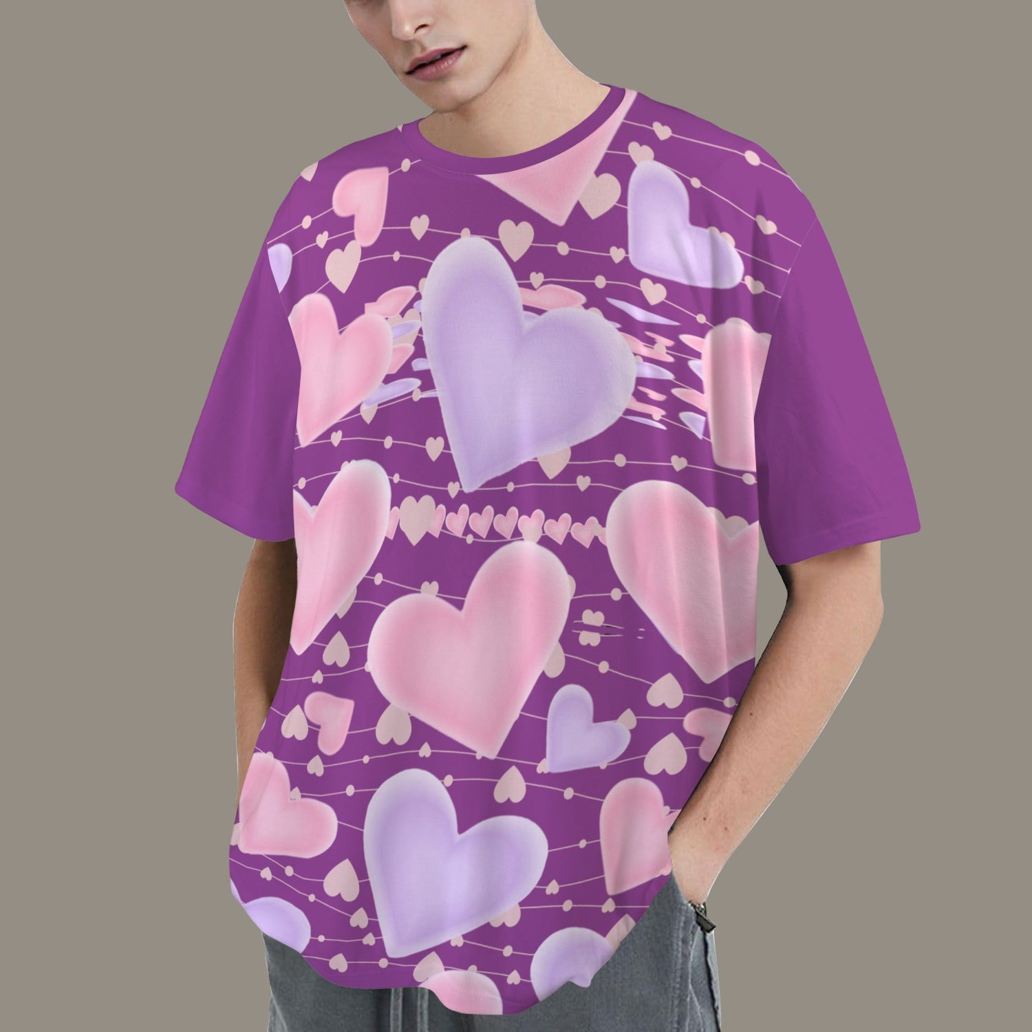 RANSIE IN NEVERLAND FIGURE HEARTS  T-SHIRT Purple