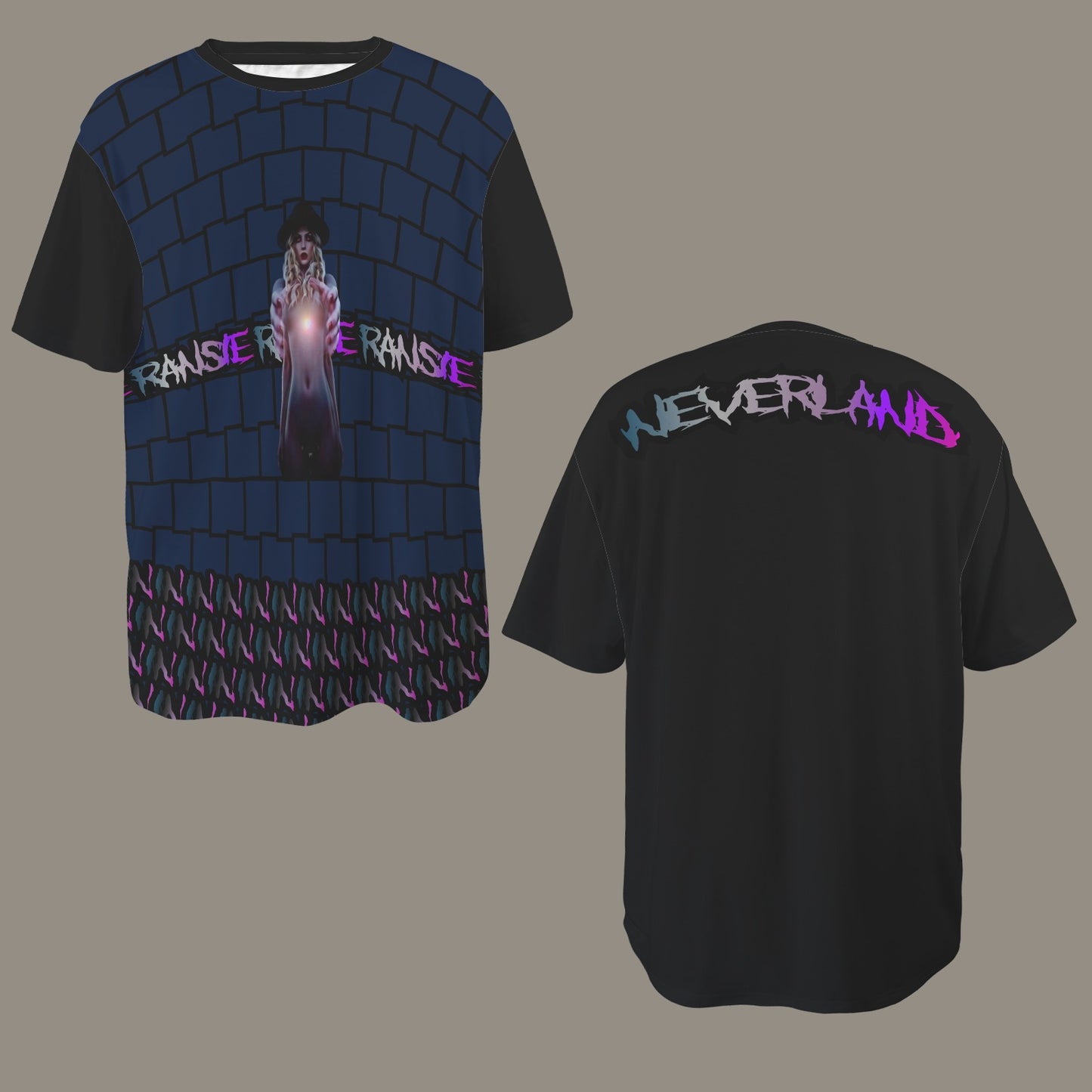 RANSIE IN NEVERLAND FIGURE GHOSTS WALL BLUE T-SHIRT