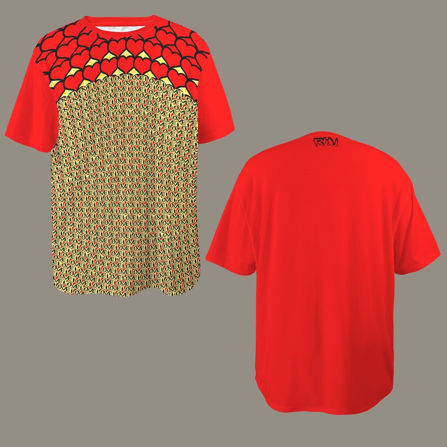 LOVE HEARTS RED YELLOW T-SHIRT