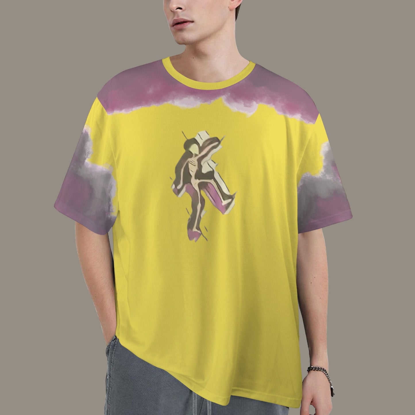 Humans Scare Me Jimmy Cloud T-Shirt Yellow Skeleton Front