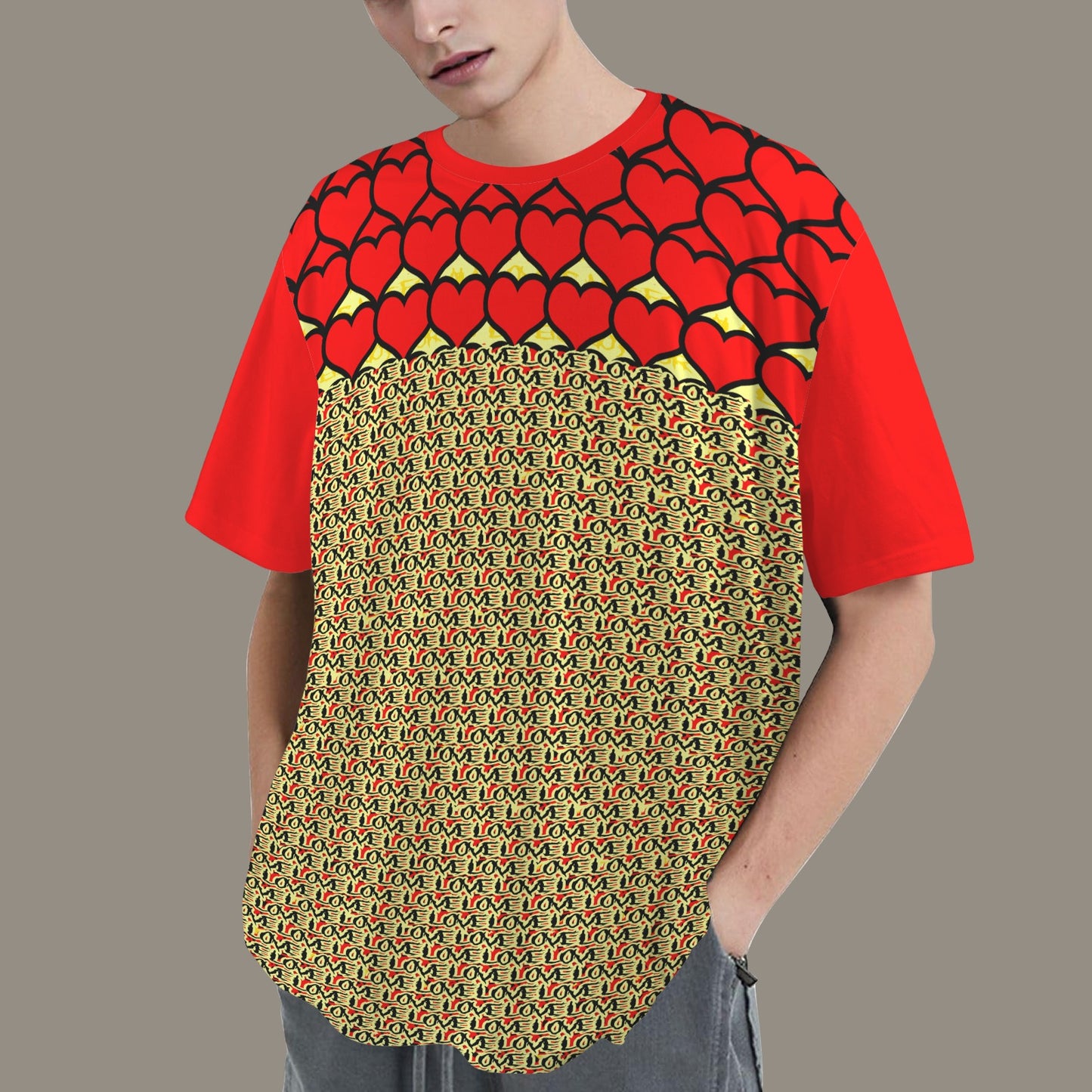 LOVE HEARTS RED YELLOW T-SHIRT