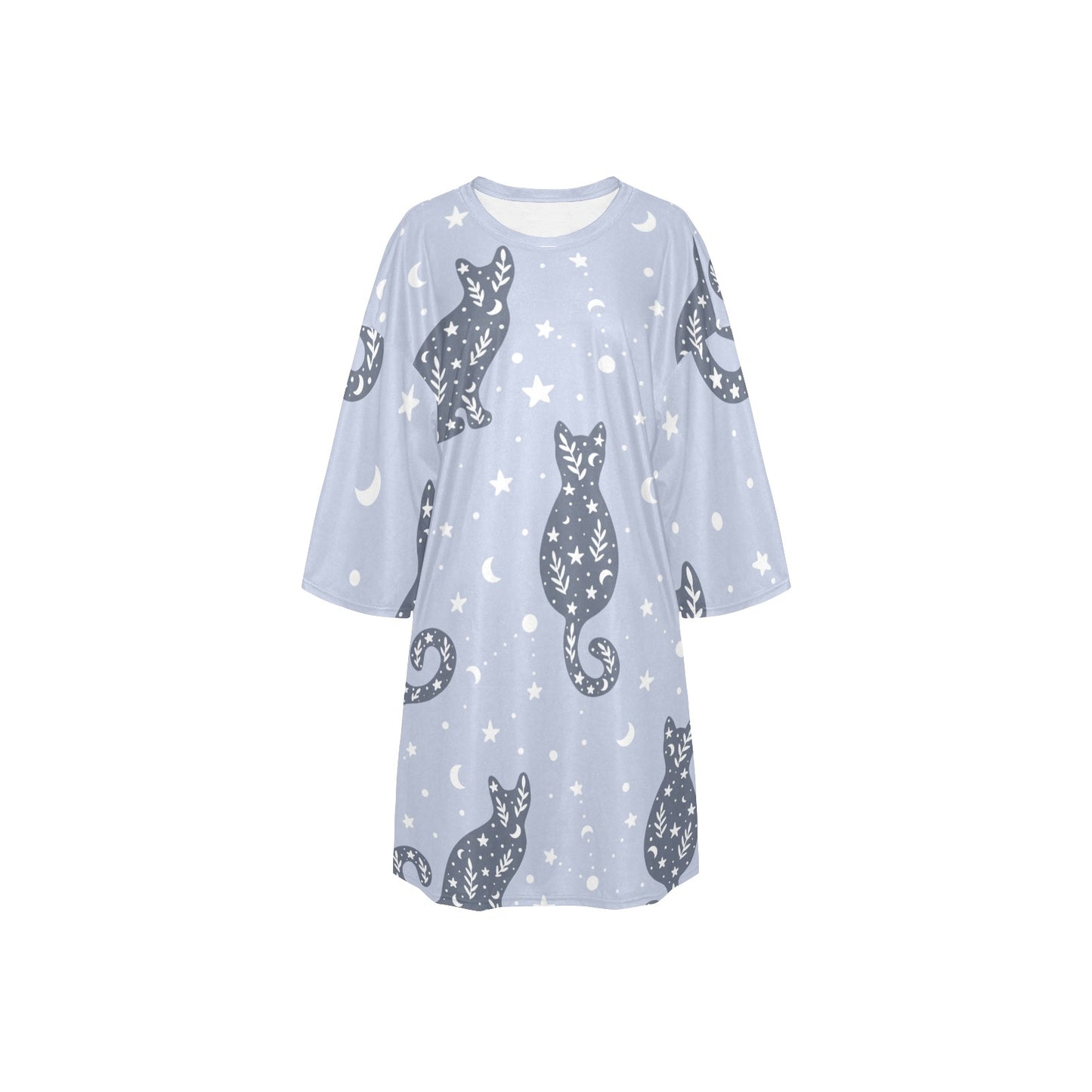 Lounge Dress Ransie Mouth Cats Blue F/B