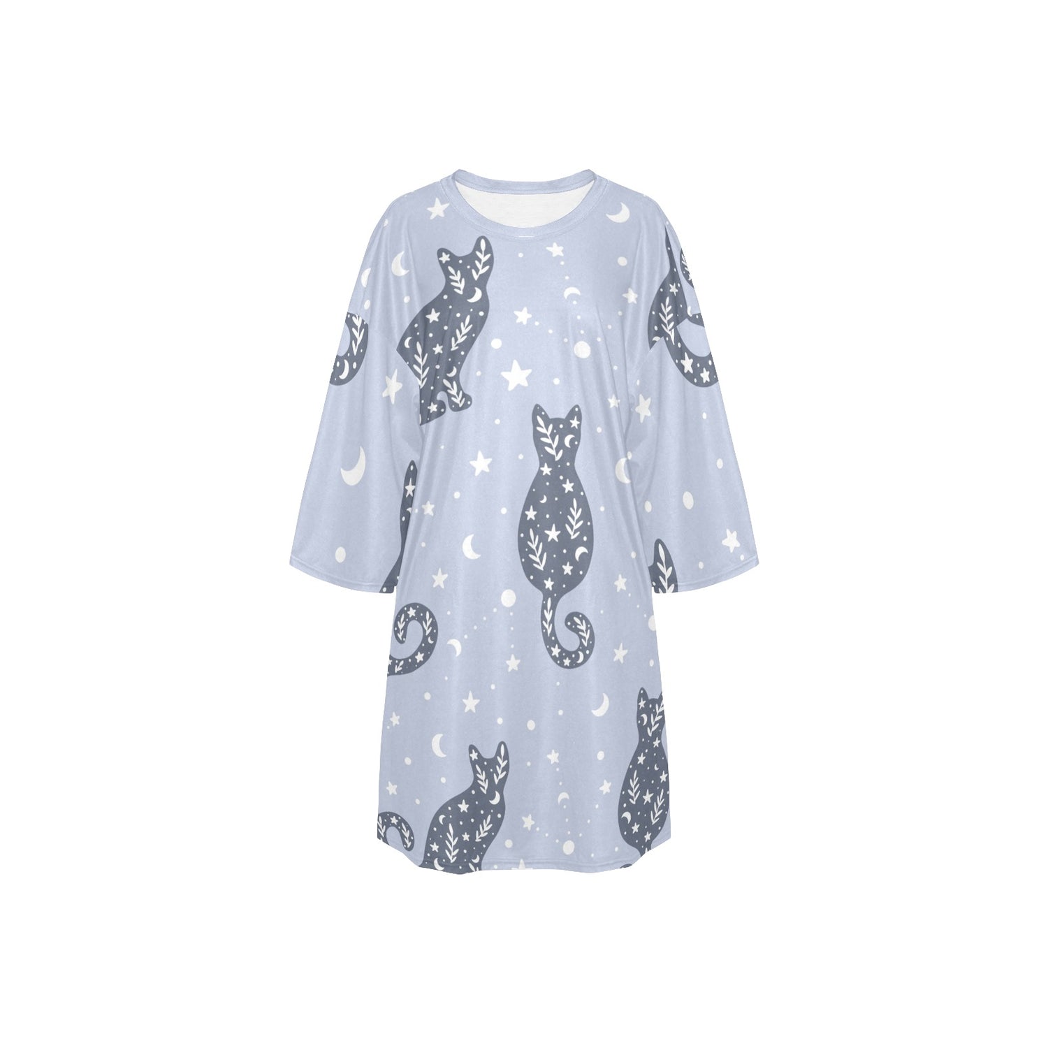 Lounge Dress Ransie Mouth Cats Blue F/B