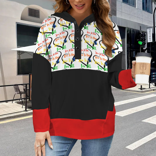 LINFA hoodie LIttle Hearts Black/White/Red