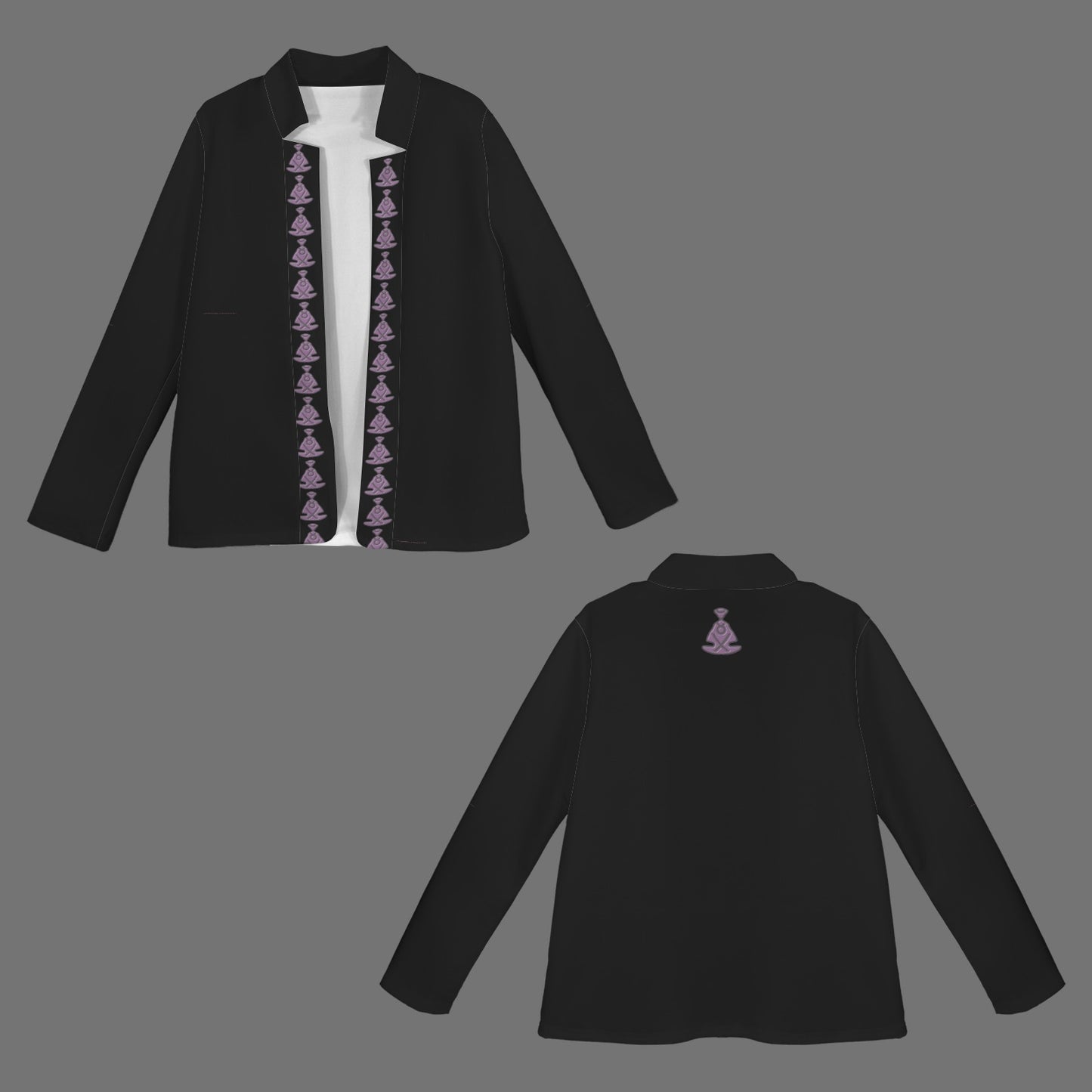 Buddha Line Pattern Black Jacket