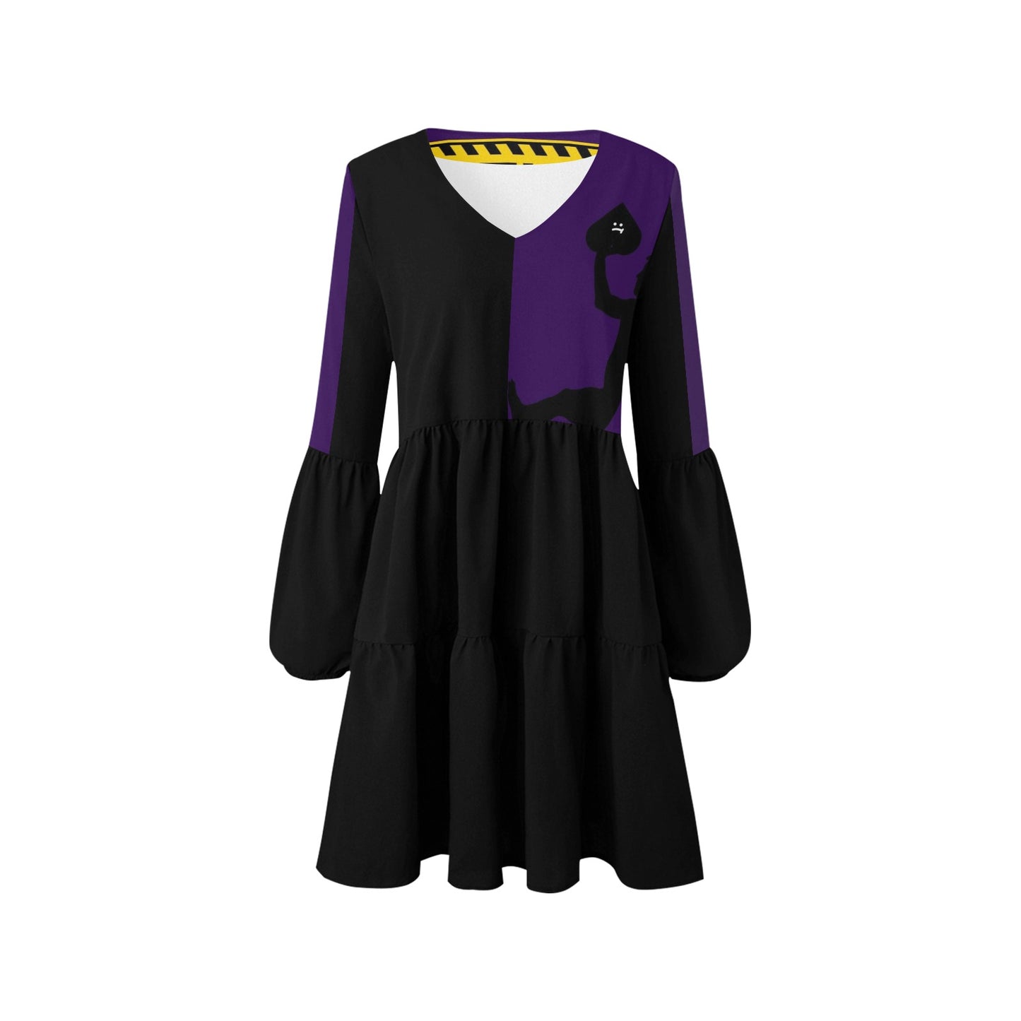 Caution Boho Dress Violet Black Caution Back 2