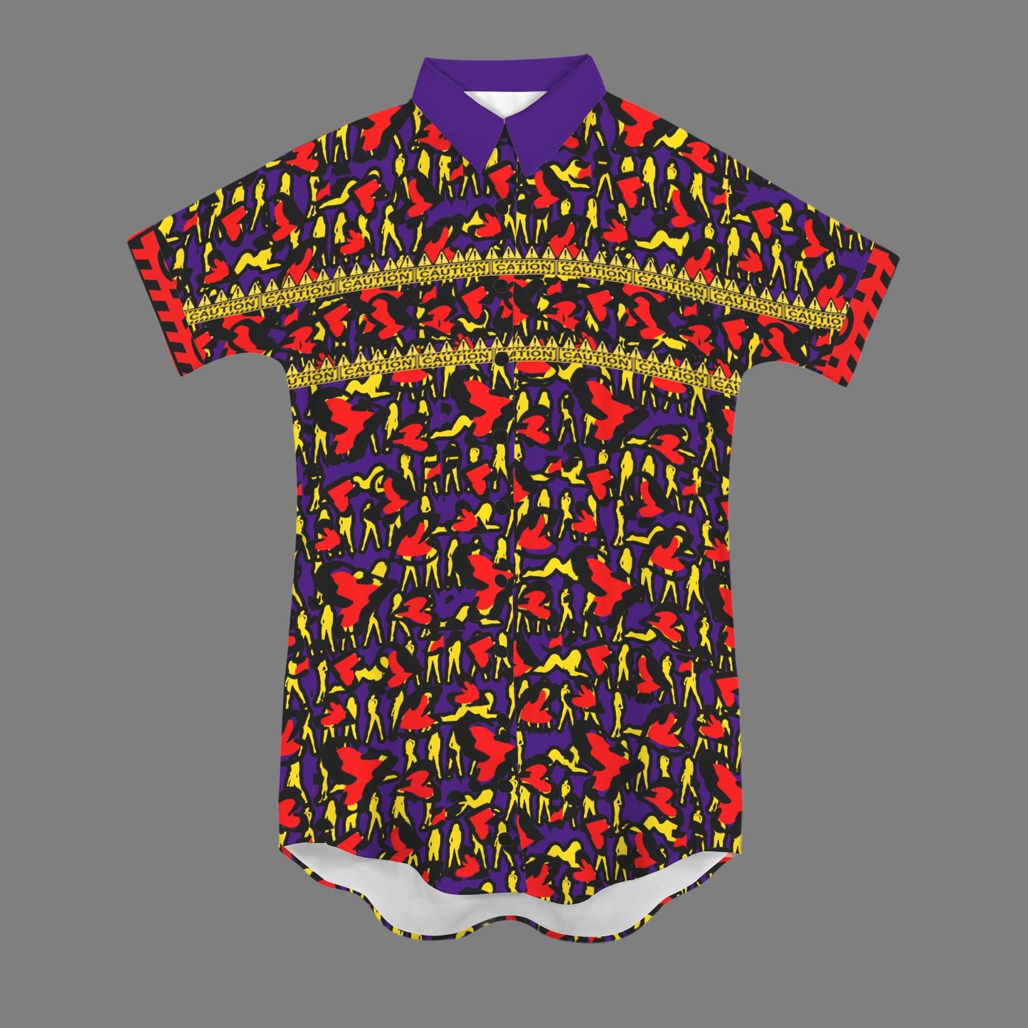 Caution Mosquitoes T Shirt Dress Purple Blue Black Buttons