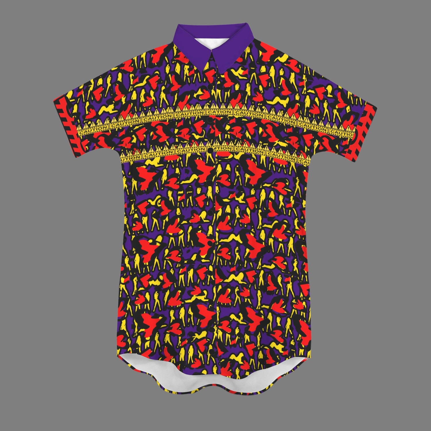 Caution Mosquitoes T Shirt Dress Purple Blue Black Buttons