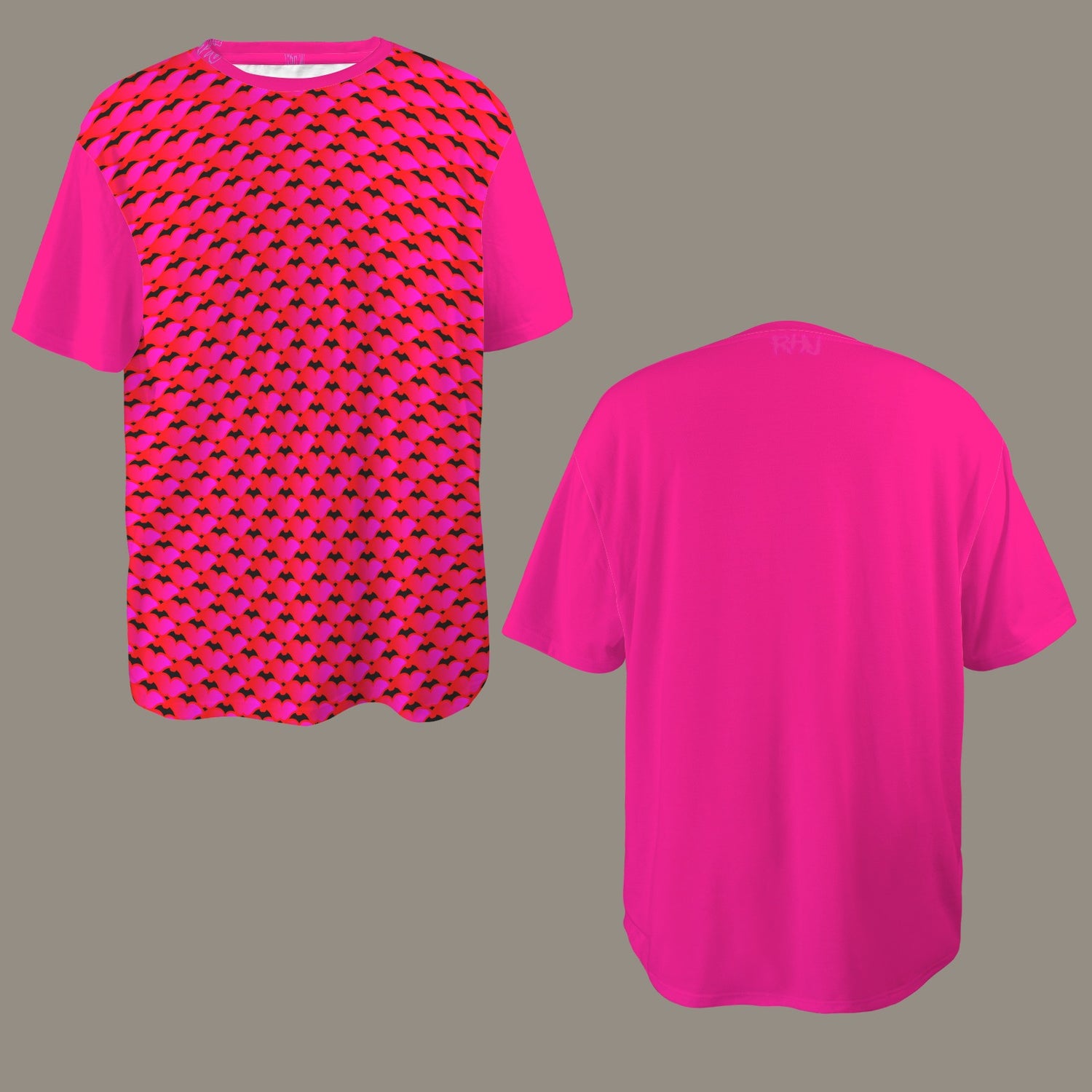 SE SON ROSE T-SHIRT -MAGENTA PINK/RED MOUTHS SOLID MAGENTA BACK