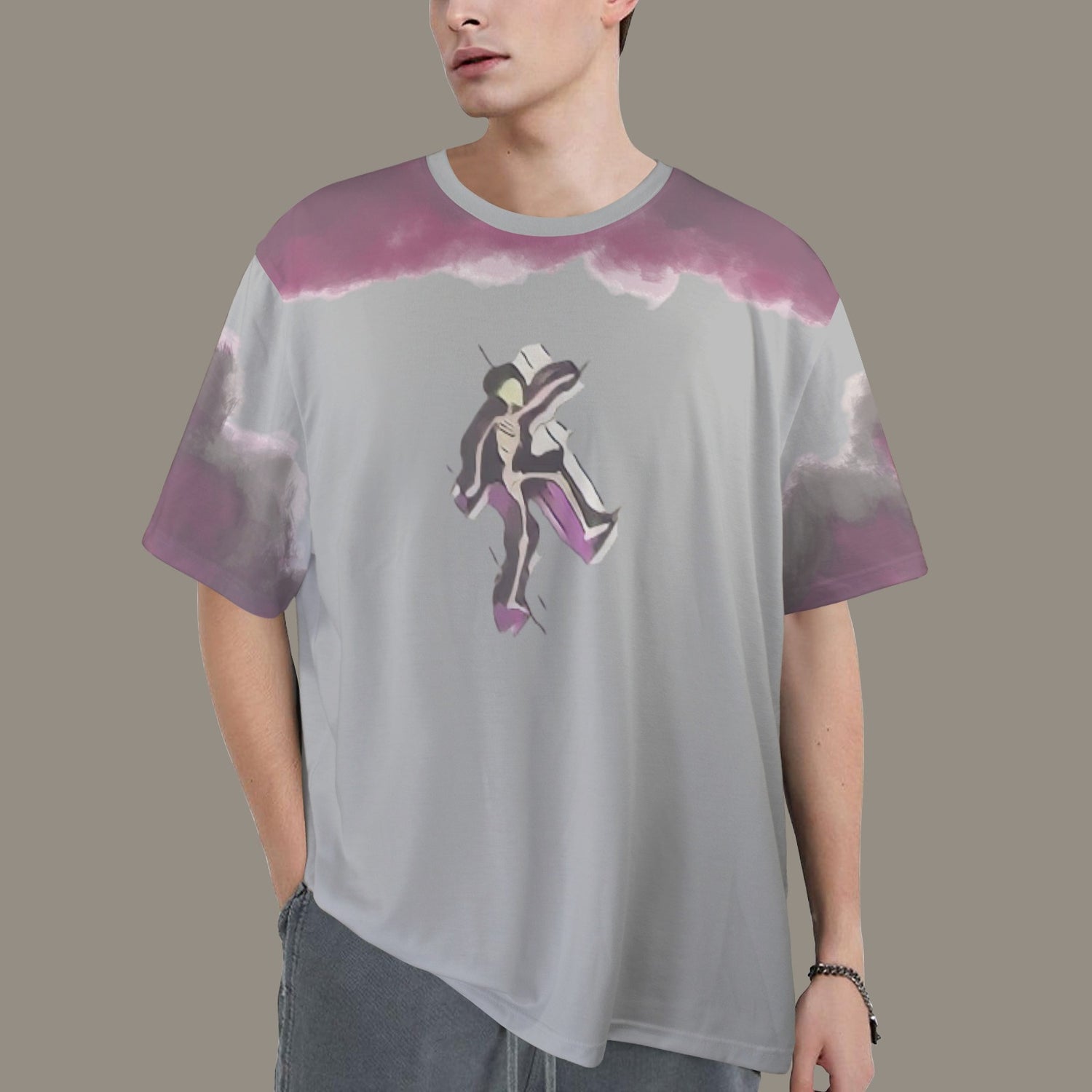 Humans Scare Me Jimmy Cloud T-Shirt Grey Skeleton Front