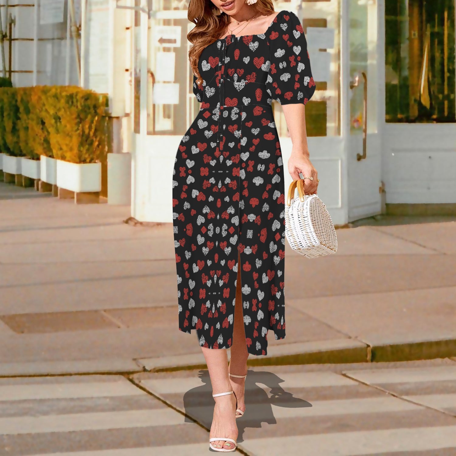 Red White Hearts Long Dress
