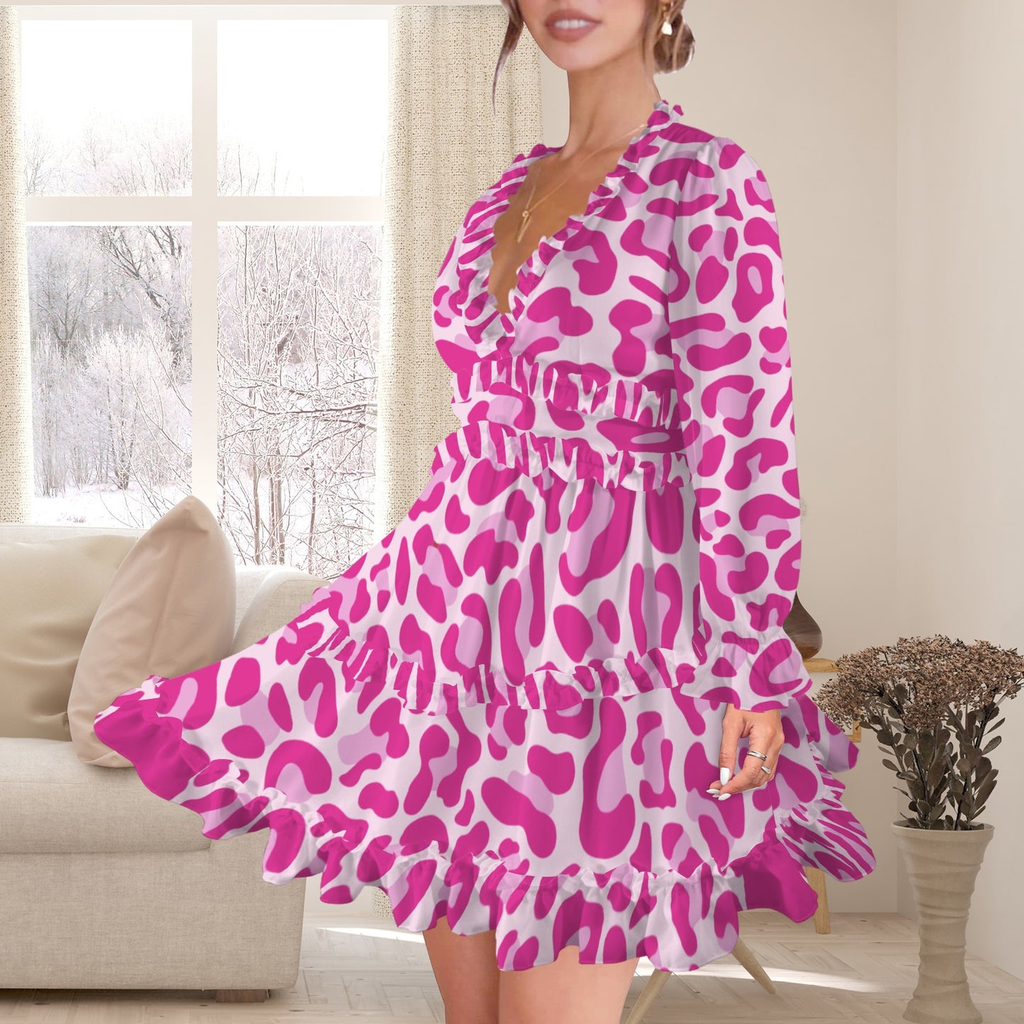 Dark Hot Pink/ Pink Leopard Dress