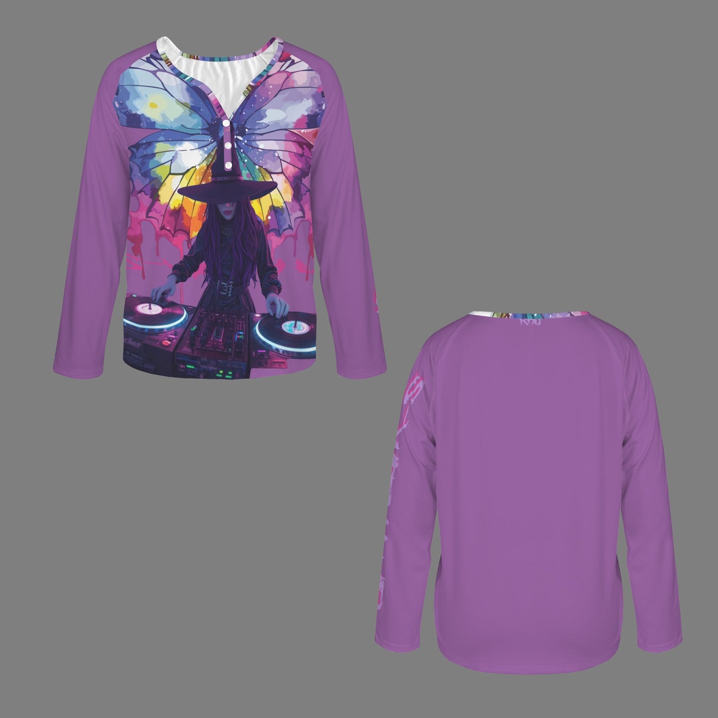 LINFA Little Hearts Long Sleeve Shirt Button Black
