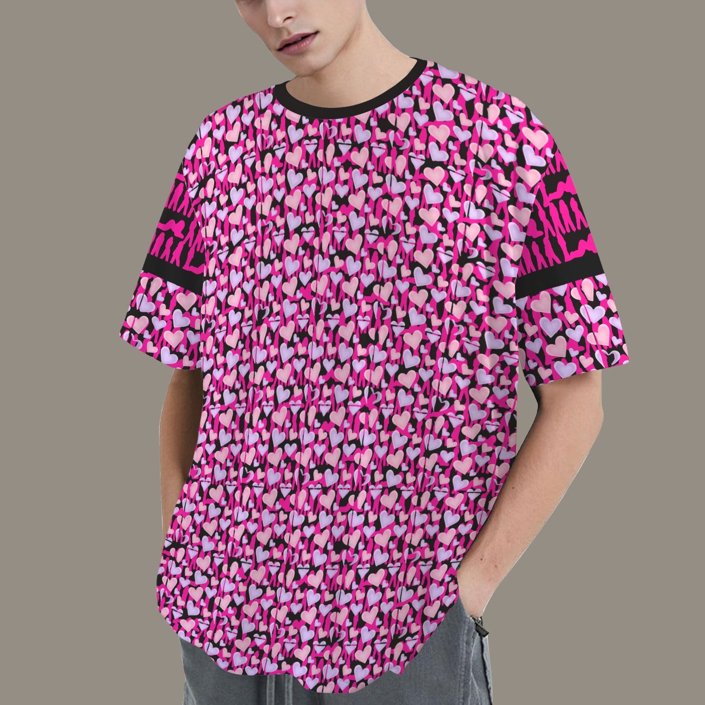 Mosquitoes Small Hearts T-shirt Hot Pink Black