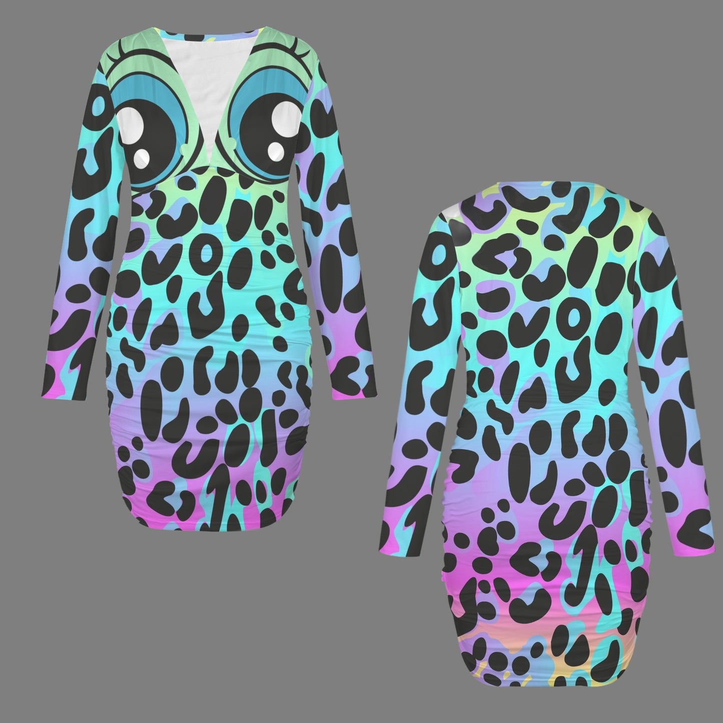 eyes bodycon dress greenish