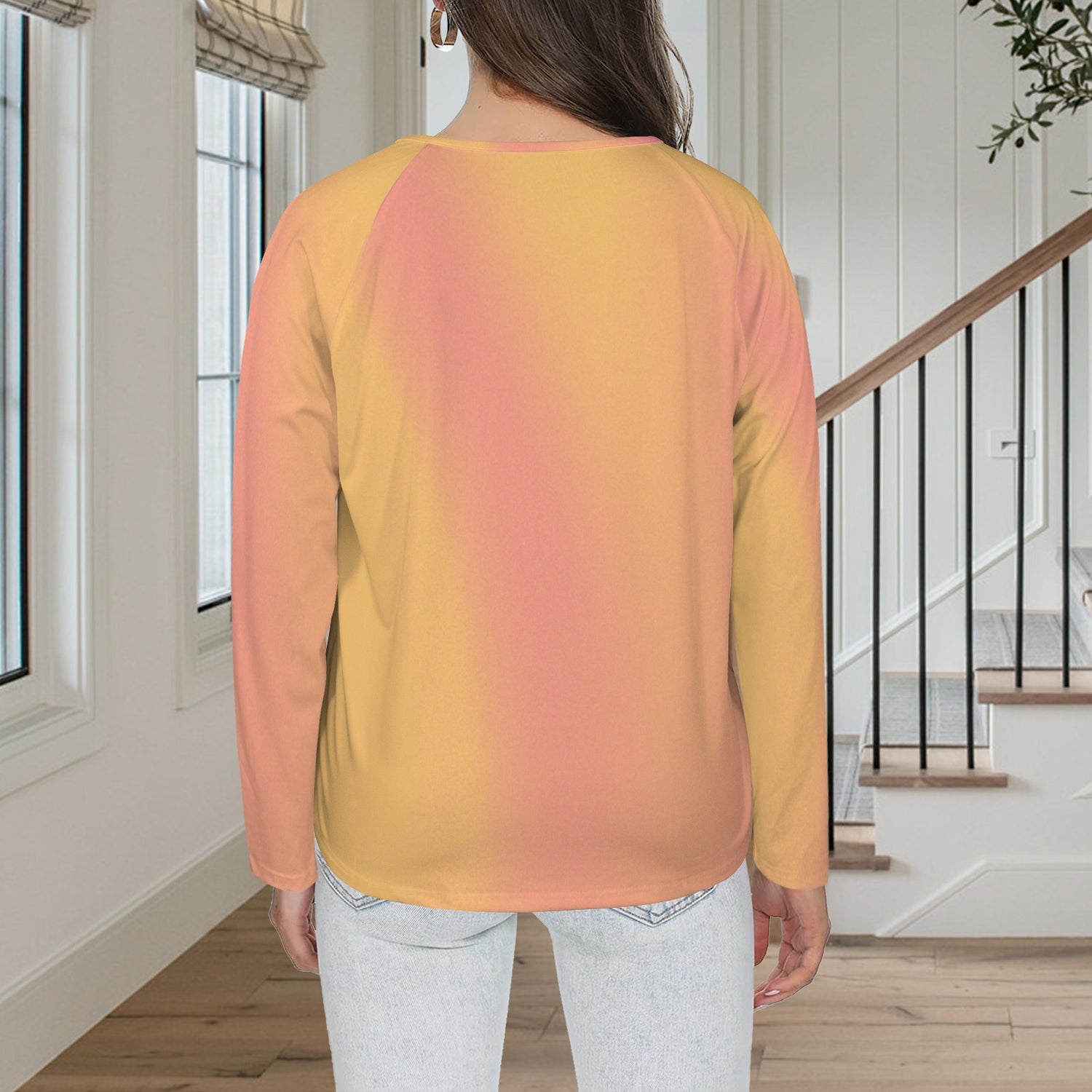 LINFA Little Hearts Long Sleeve Shirt Button Sunset