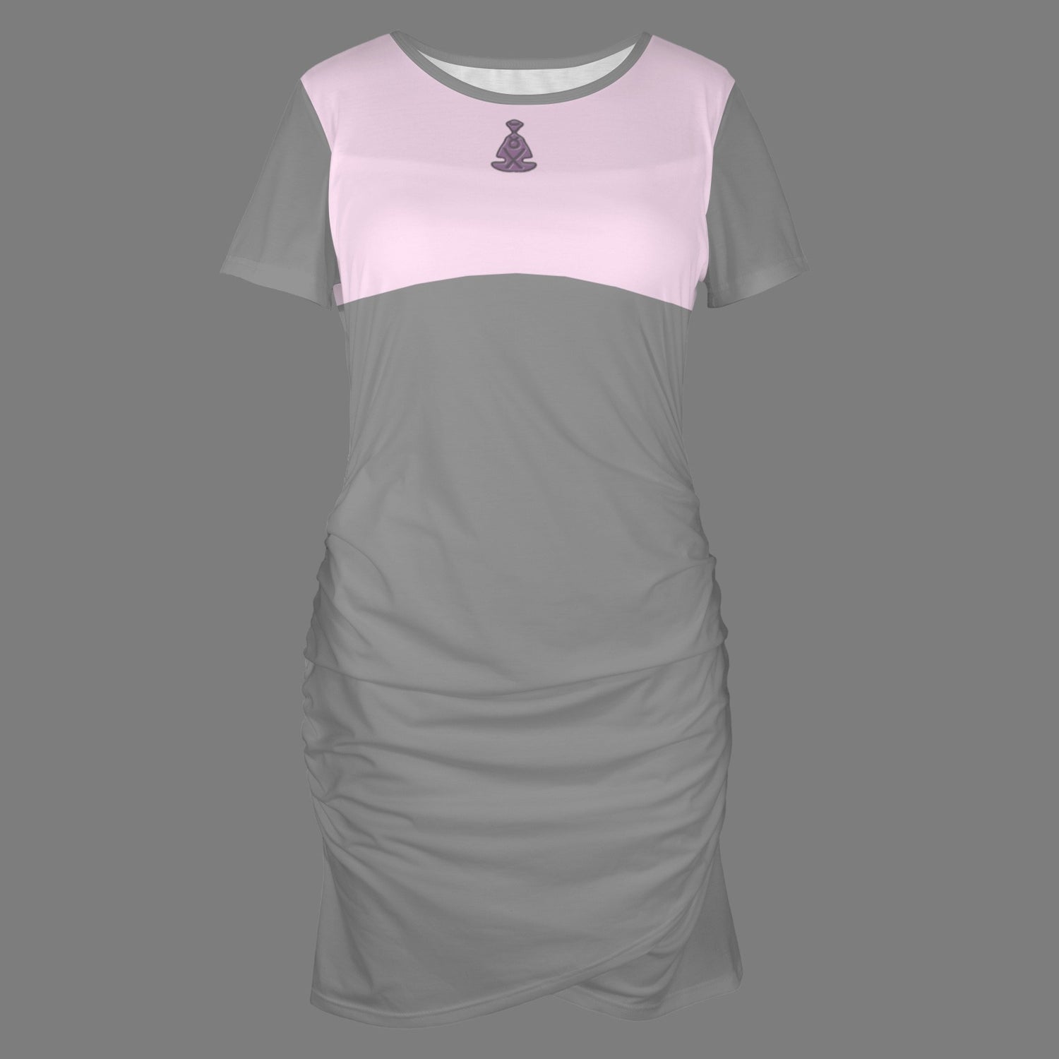 Buddha Bodycon Dress Pale Pink Grey Sleeve