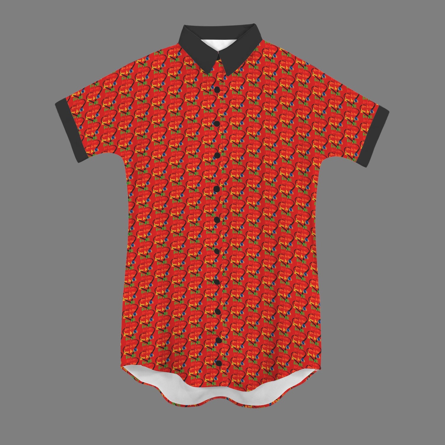 LINFA Little Hearts T Shirt Dress Short Sleeve Red