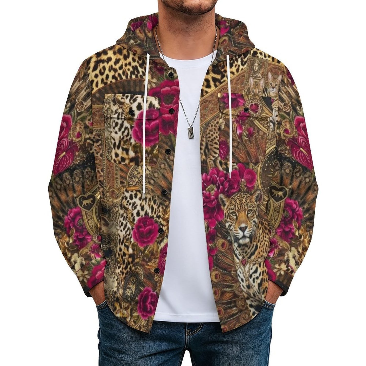 Custom Women's Long sleeved hooded Shirt Jacket Coat