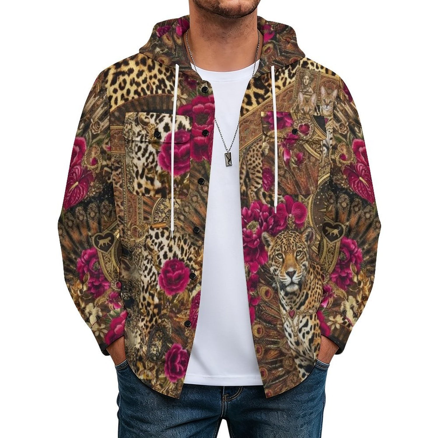 Custom Women's Long sleeved hooded Shirt Jacket Coat