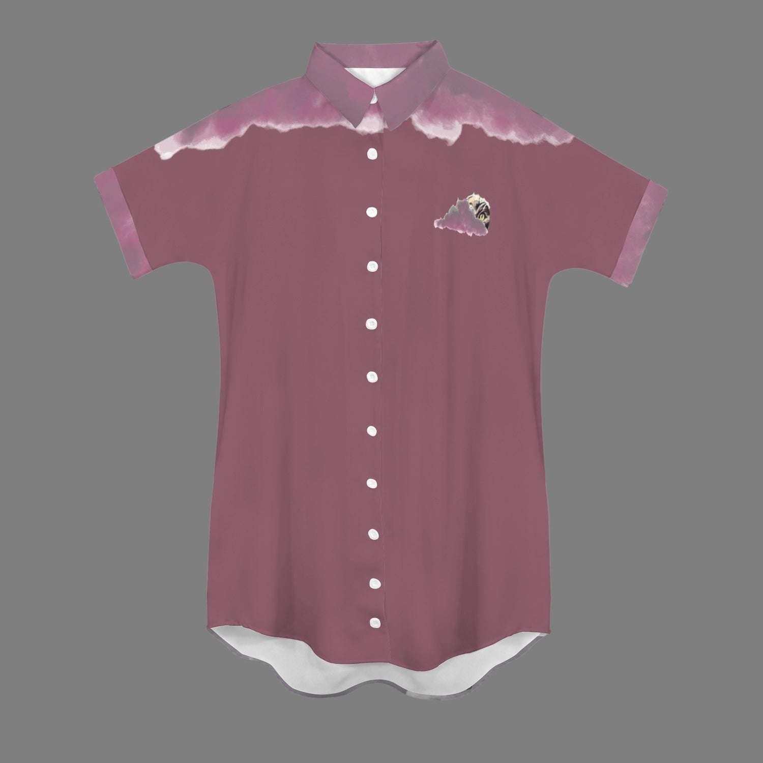 Humans Scare Me Jimmy Cloud T-Shirt Dress Bordeaux -Small HSM