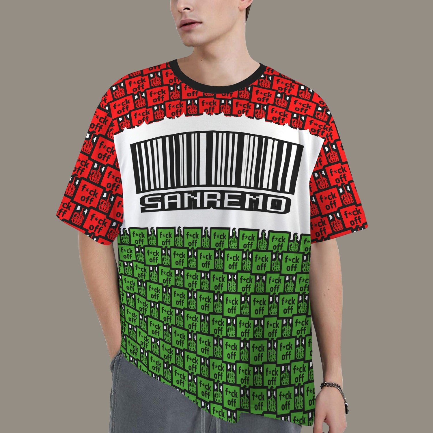FUCK OFF SANREMO BARCODE BLACK T-SHIRT